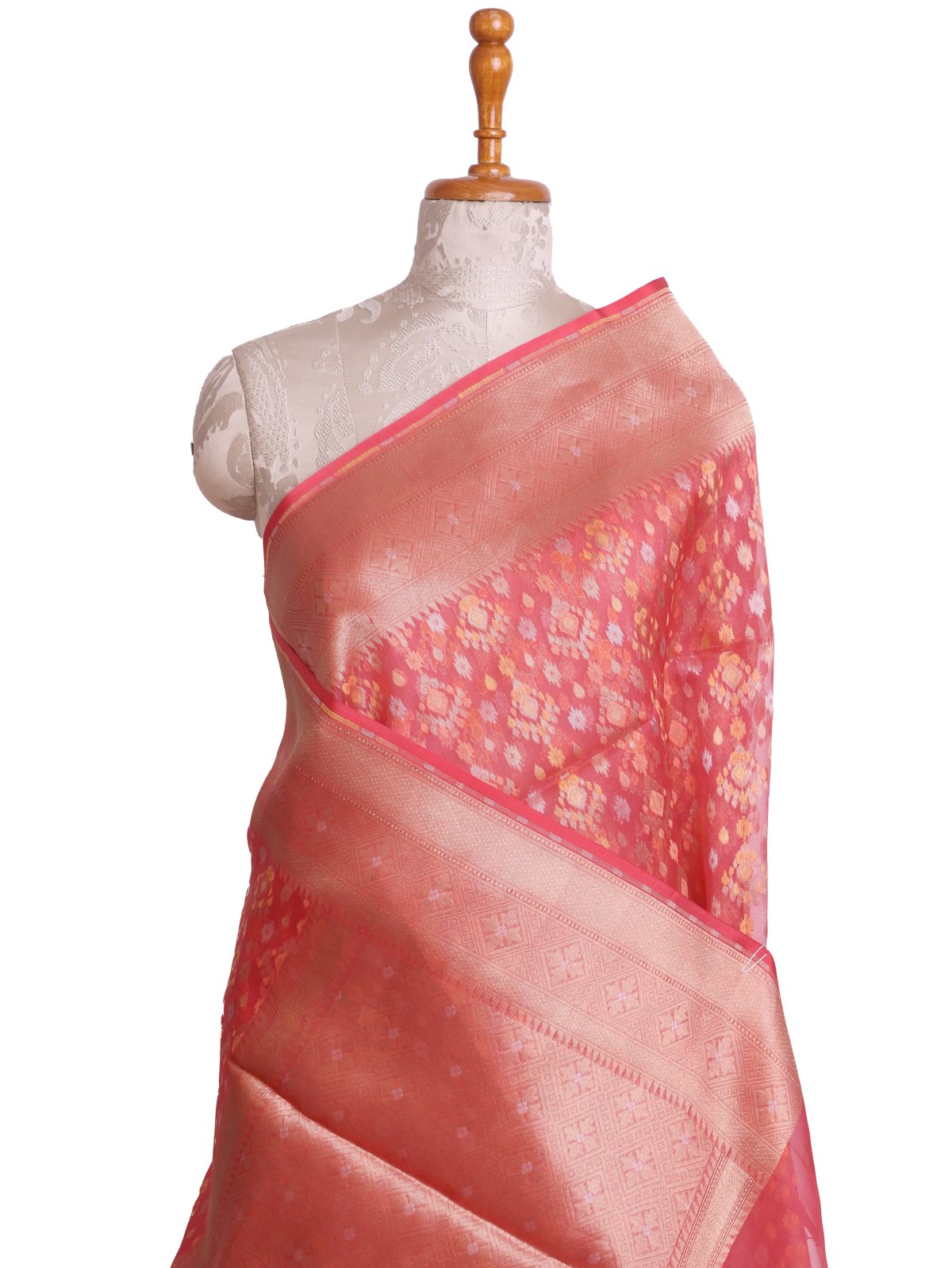 Peach Kora Silk Saree