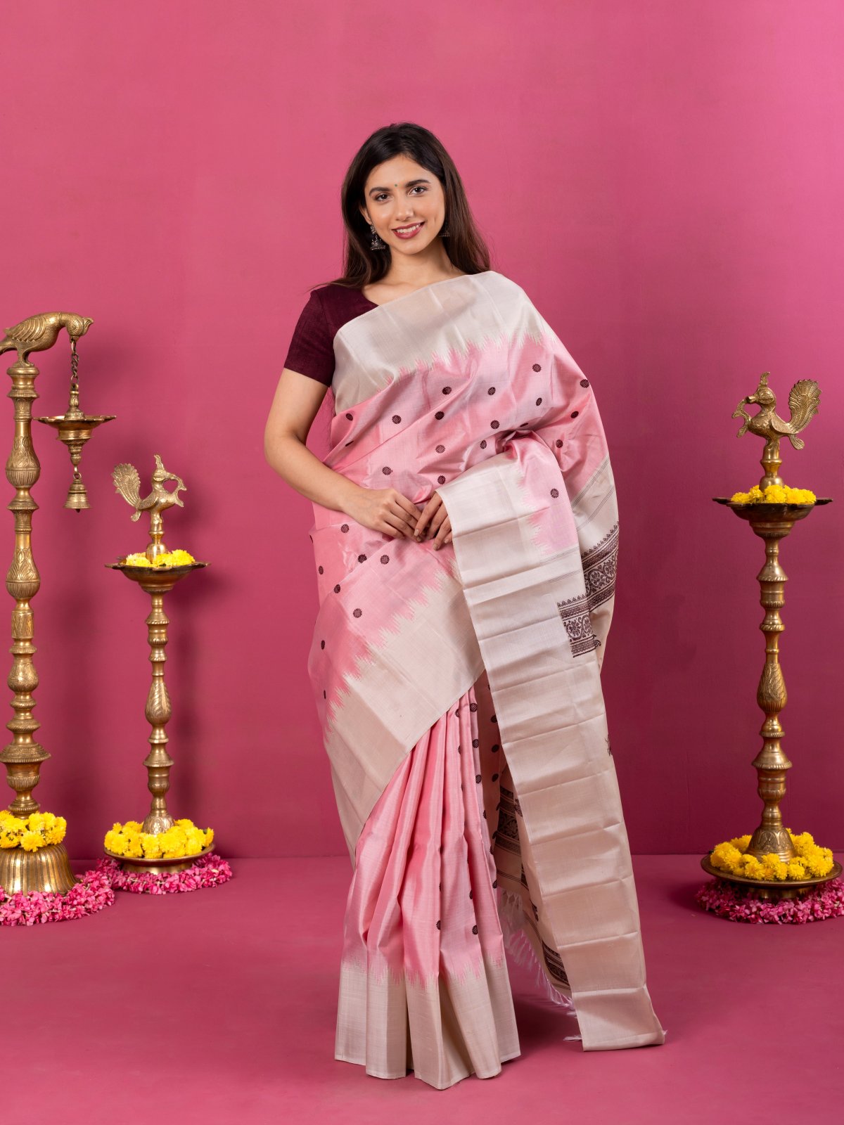 Pink Gadwal Silk Saree