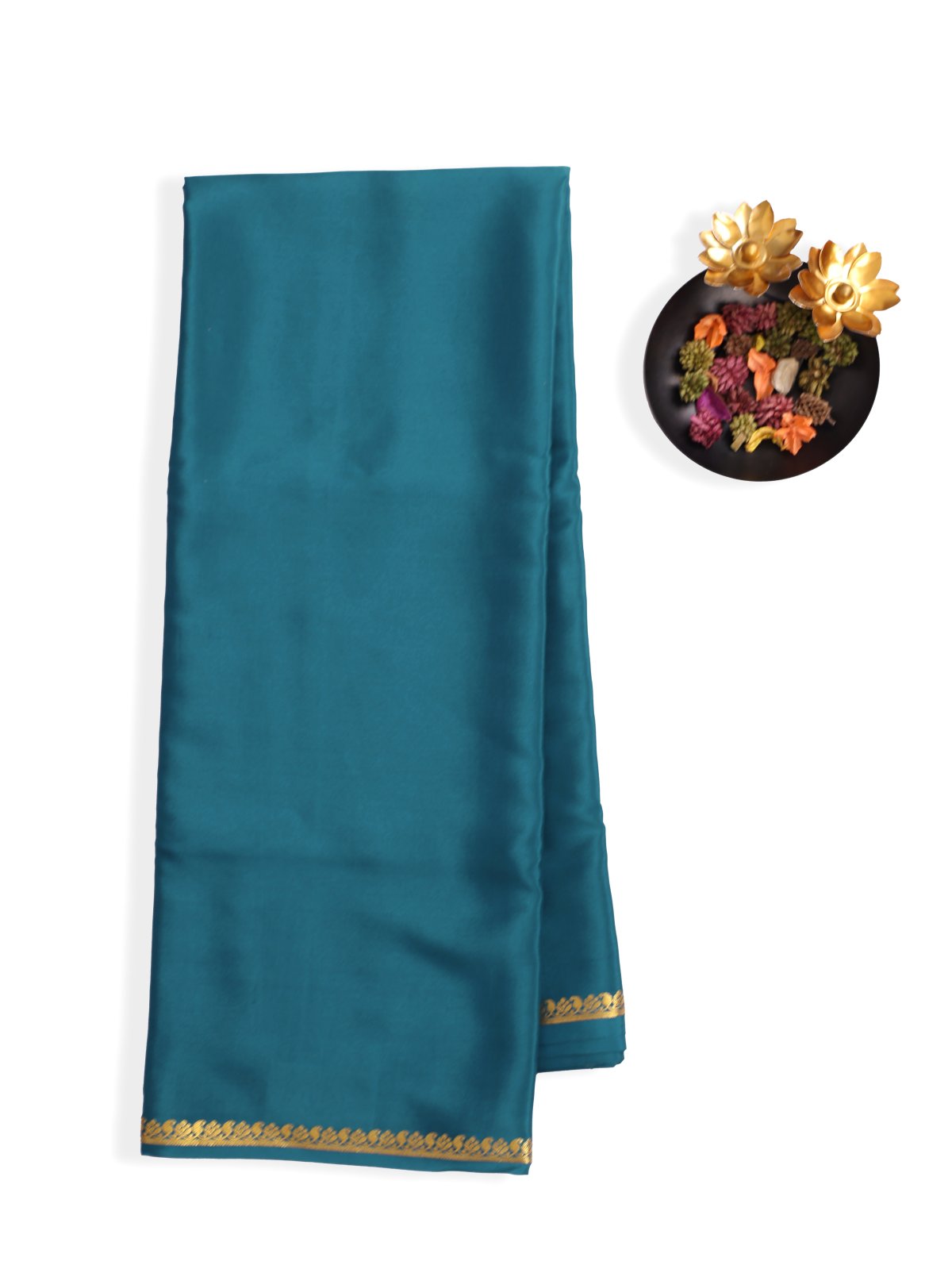 Peacock Blue Mysore Silk Saree