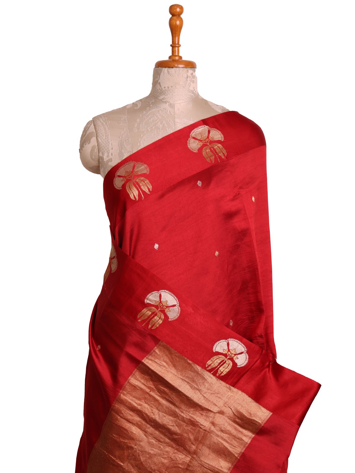 Red Mashru Silk Saree With Patola Blouse