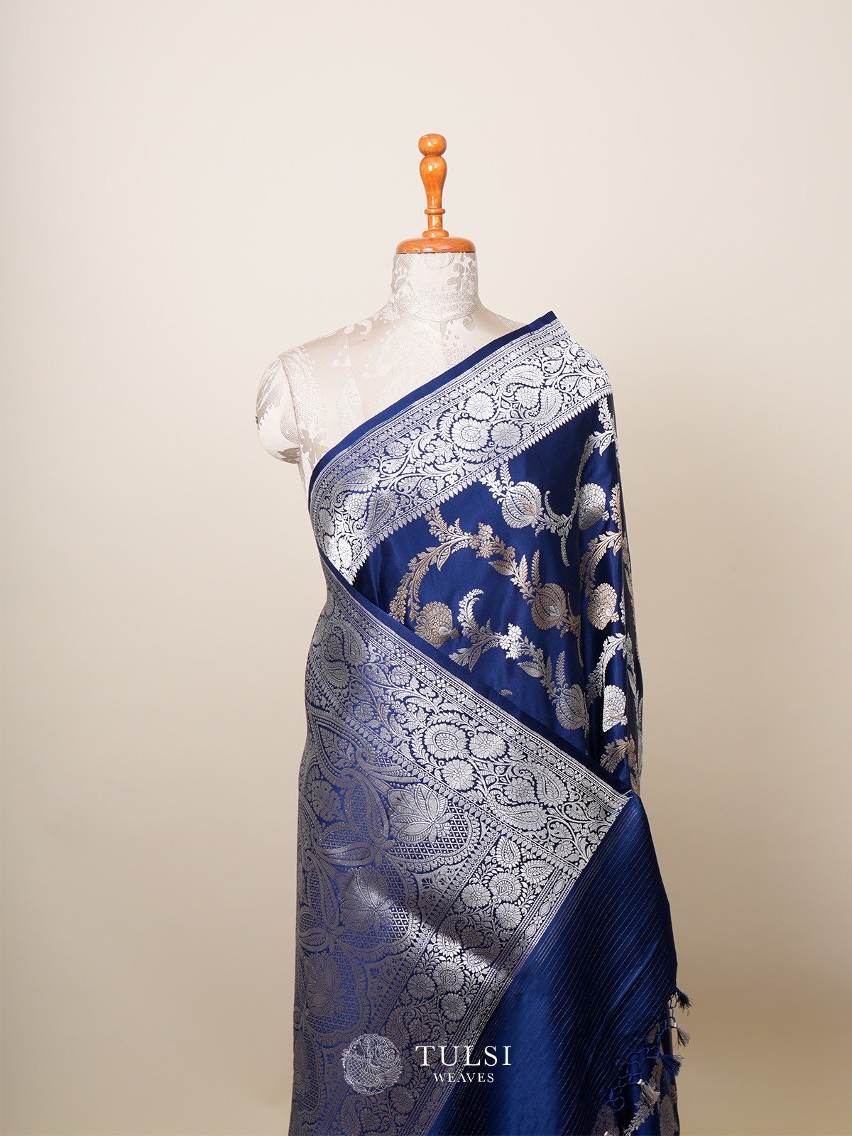 Indigo Blue Mashru Silk Saree 