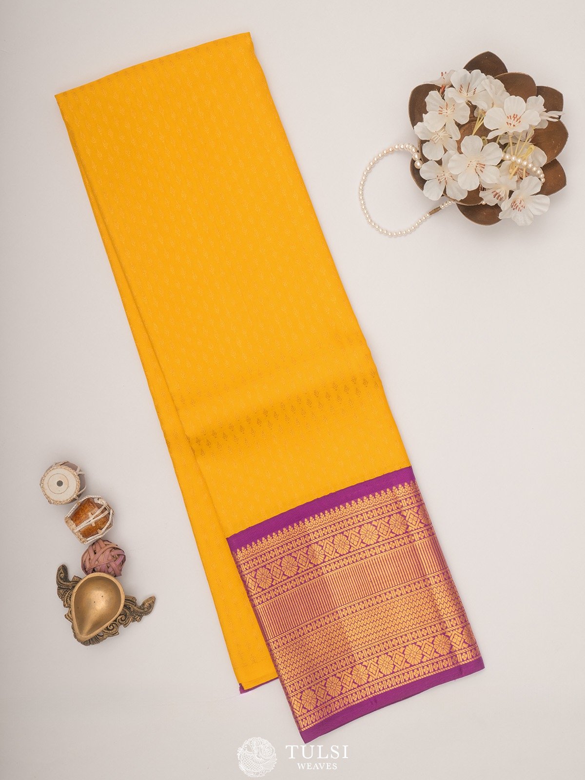 Yellow Kanjeevaram Silk Pavadai