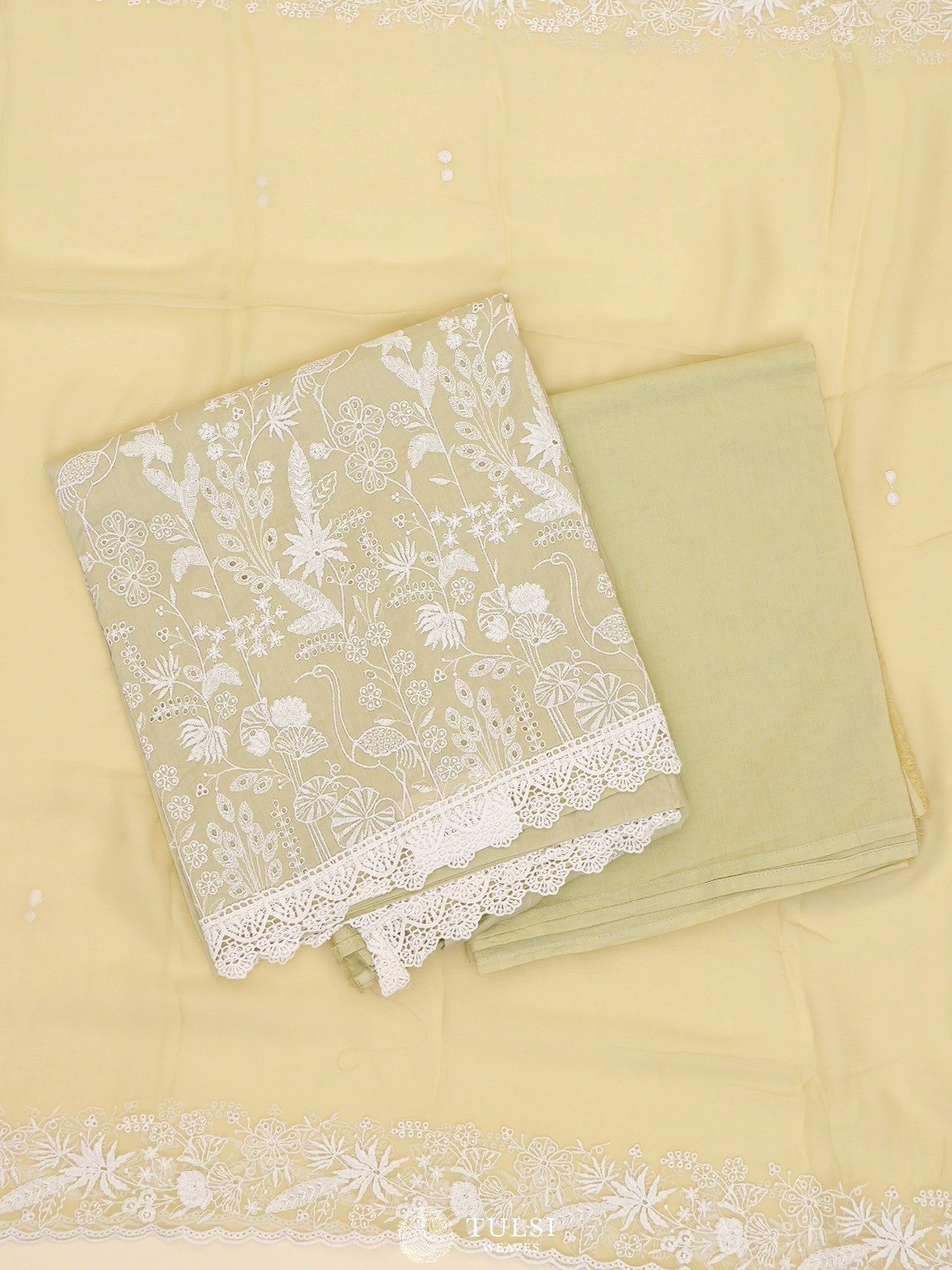 Pastel Yellow Soft Cotton Salwar Material