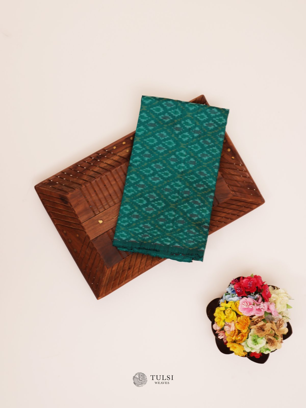 Green Ikat Raw Silk Blouse