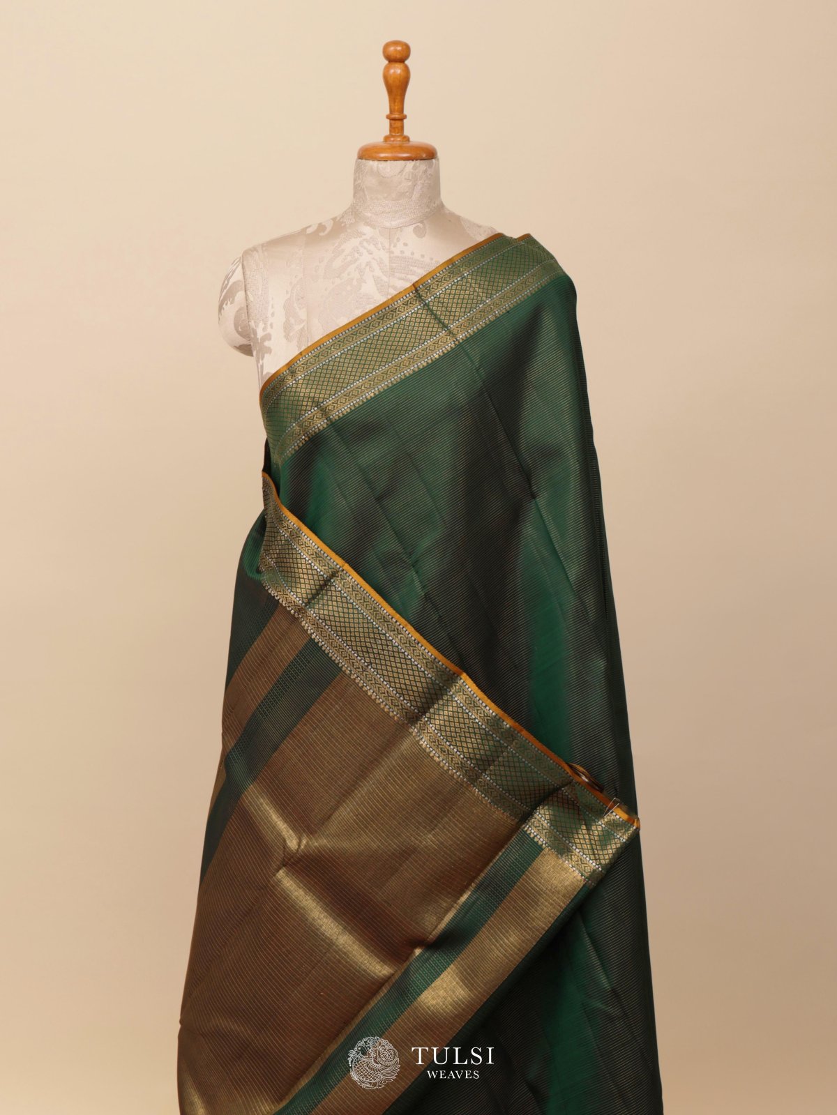 Dark Green Kanjeevaram Silk Saree