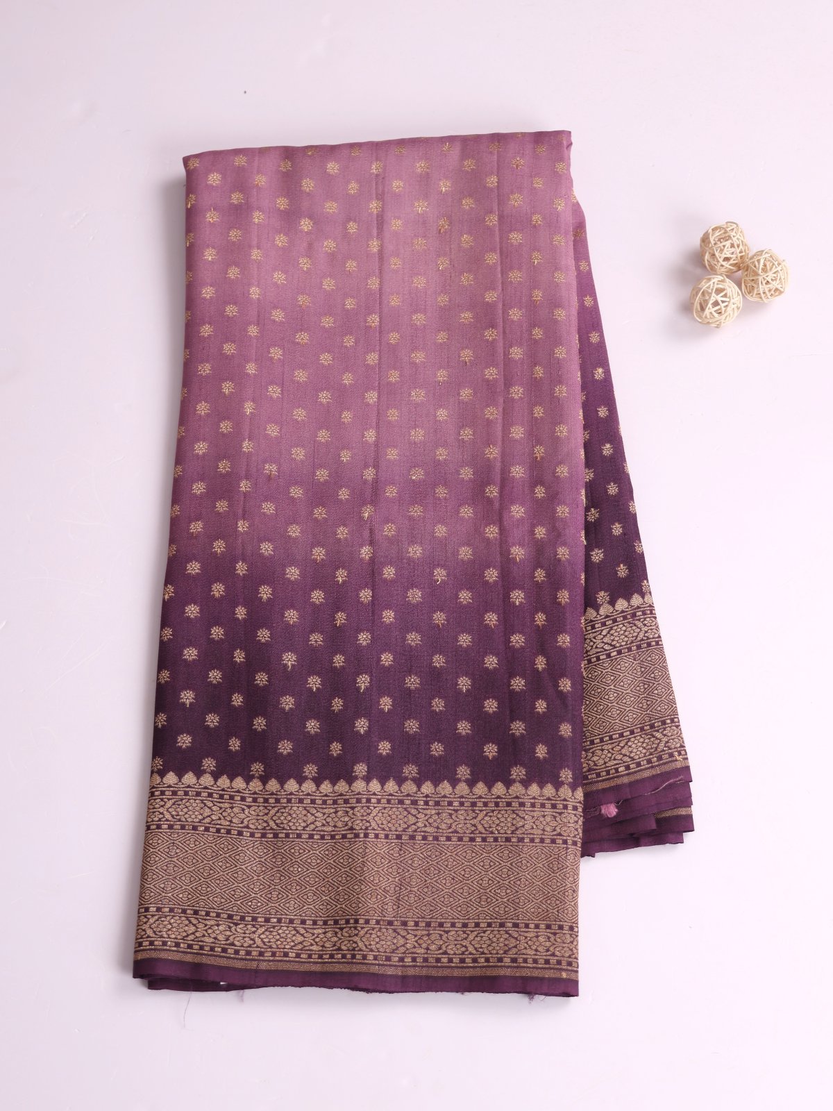 Dark Purple Ombre Banaras Tussar Georgette Silk Saree