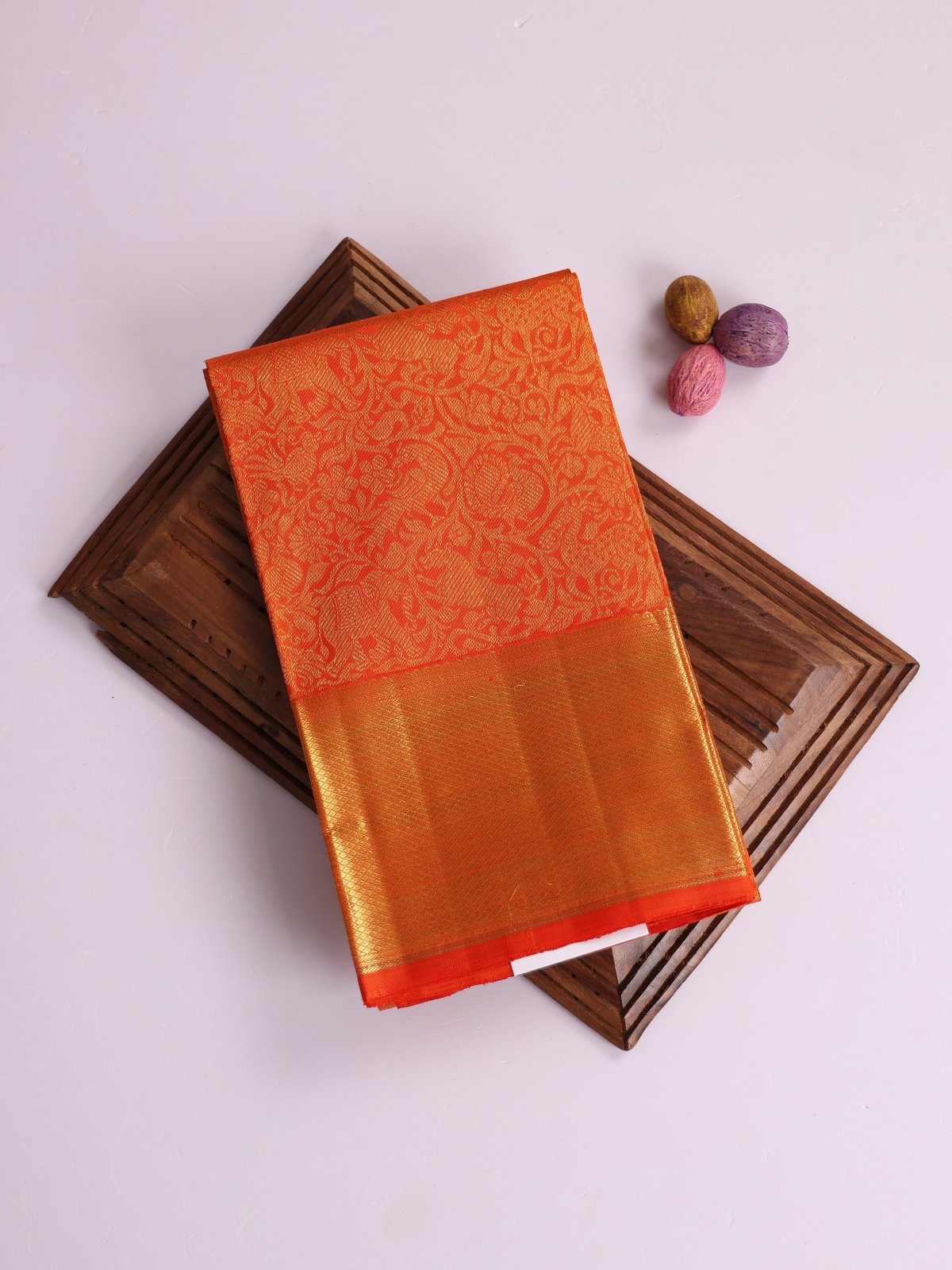Orange Kanjeevaram Silk Blouse With Zari Border