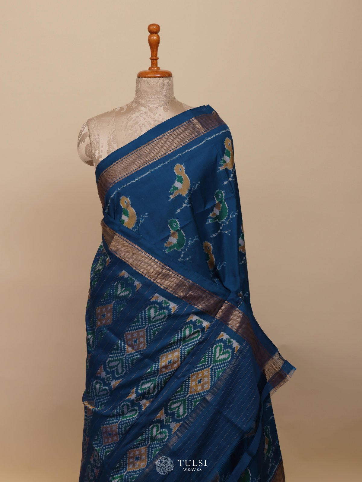 Blue Ikat Silk Saree