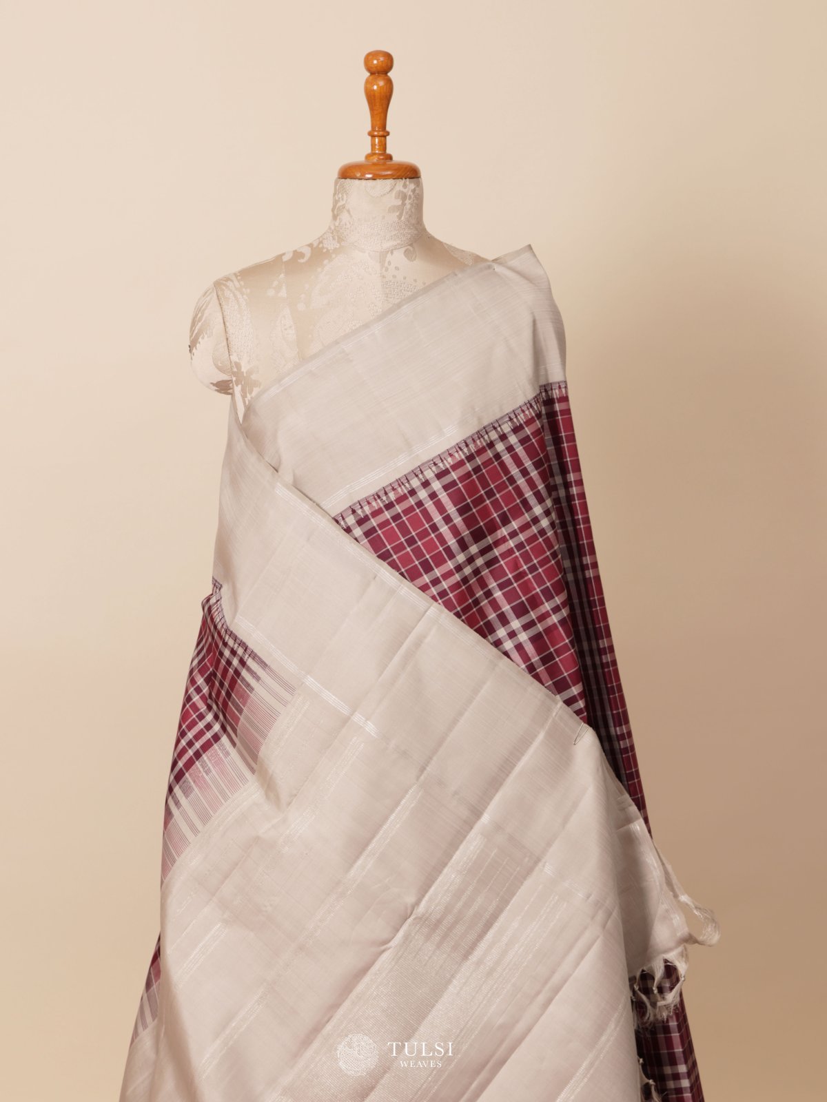 Multi Color Checked Kanjeevaram Silk Saree