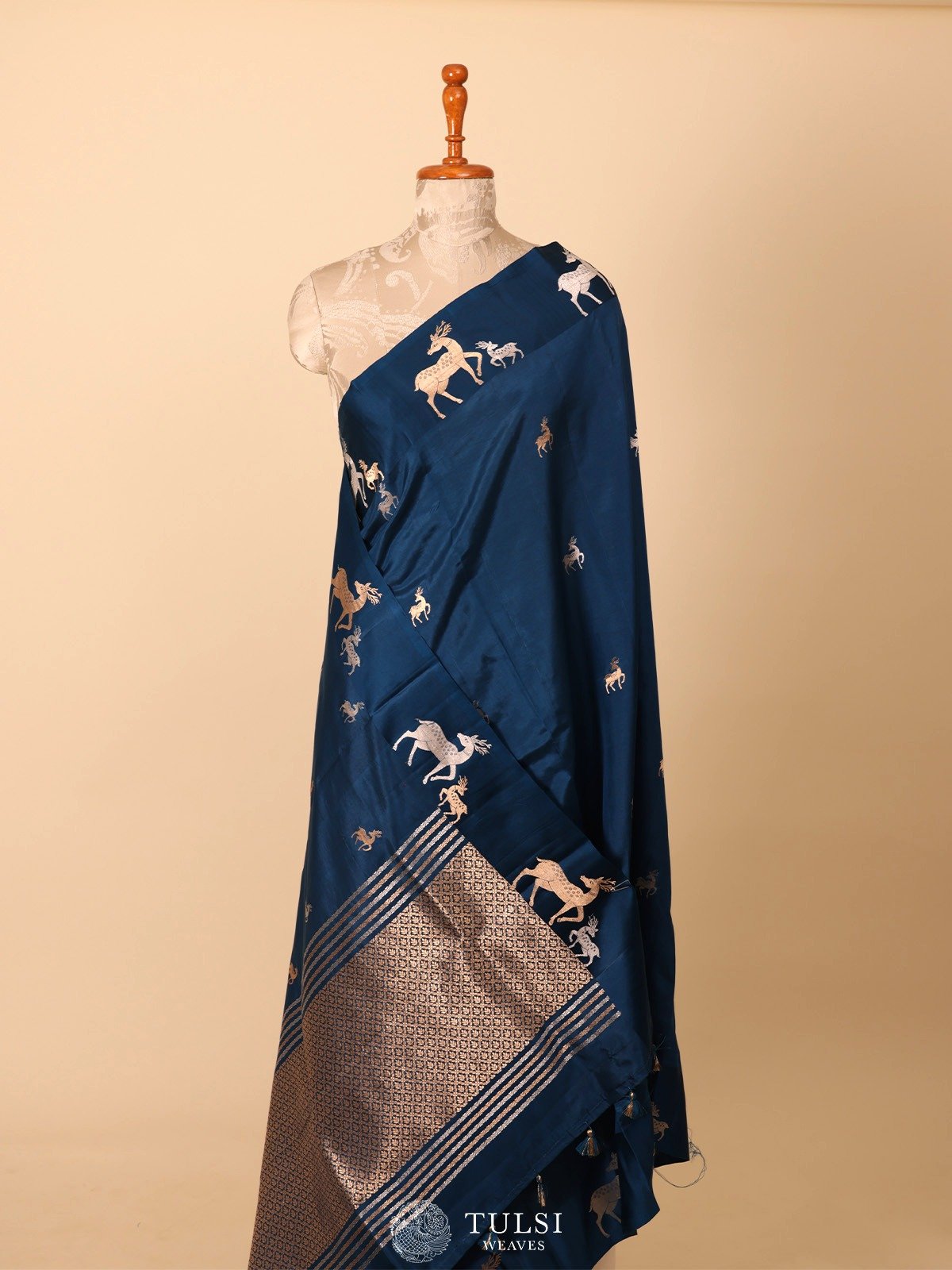 Indigo Blue Mahshru Silk Saree