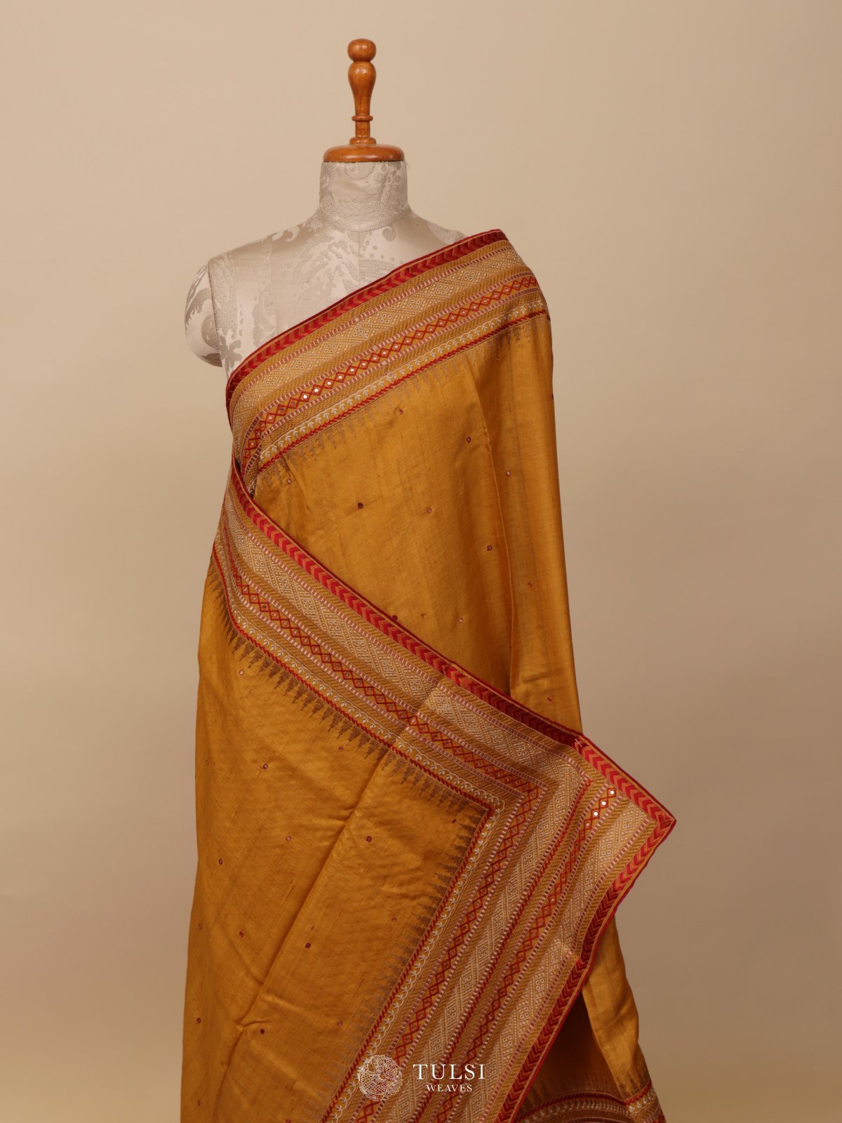Yellow Tussar Silk Saree