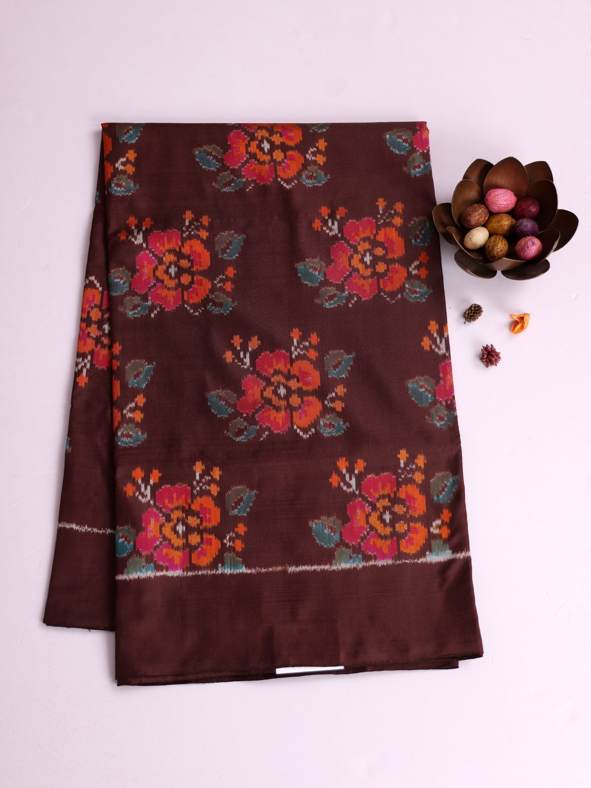 Chocolate Brown Patola Silk Saree