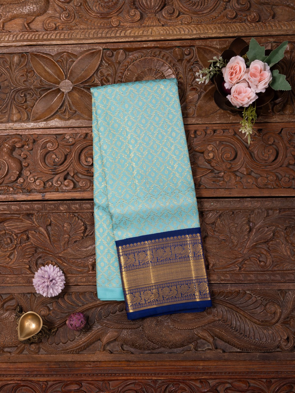 Light Blue Kanjeevaram Silk Pavadai 