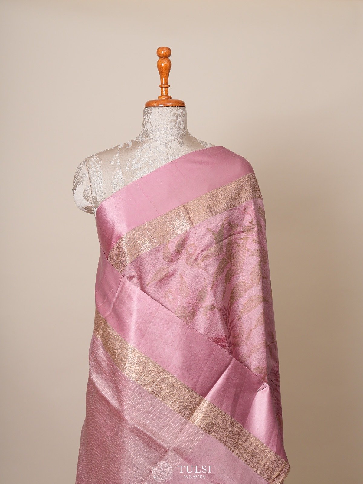 Light Pink Munga Tussar Silk Saree