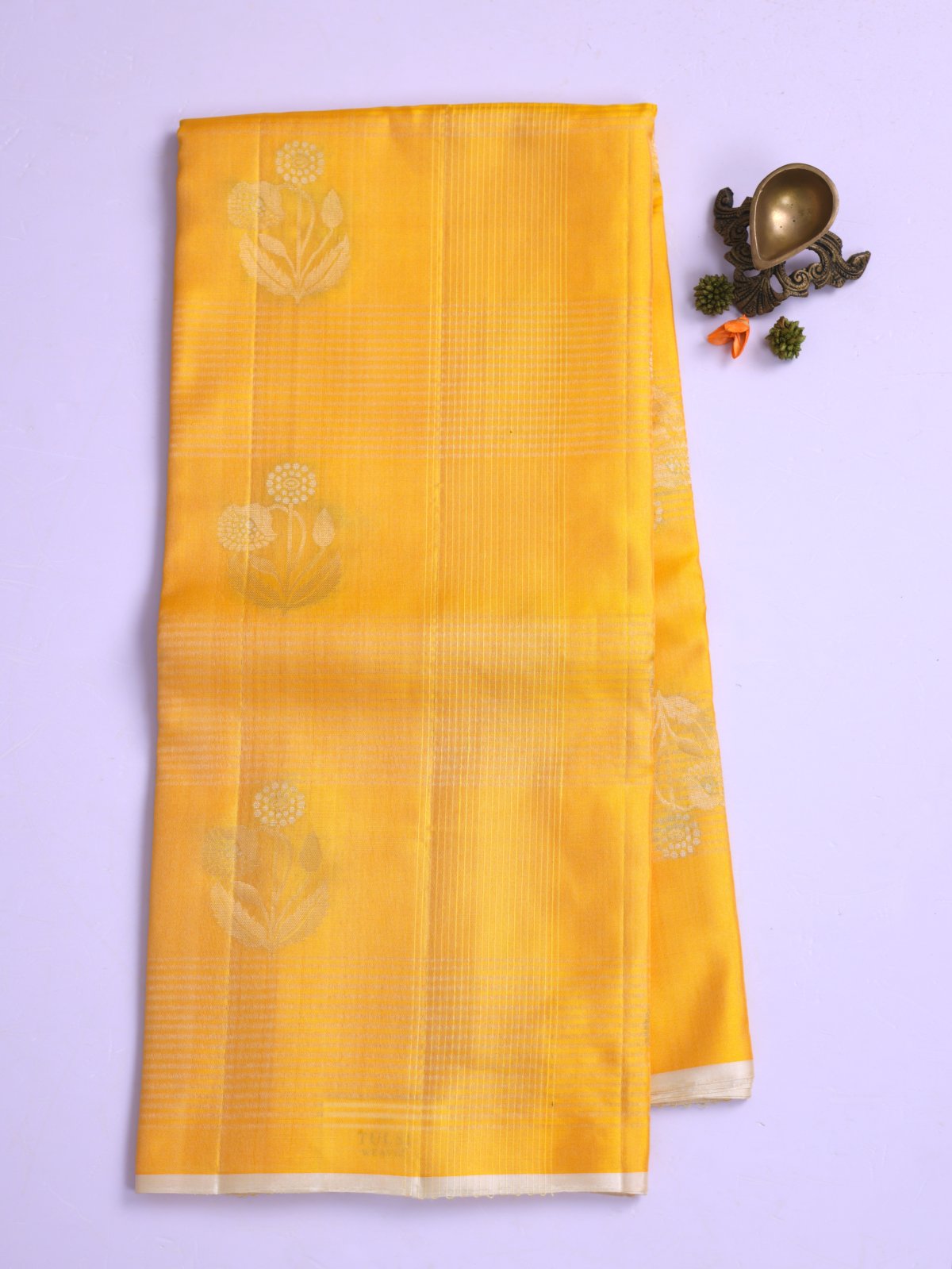 Yellow Soft Silk Tussar Saree