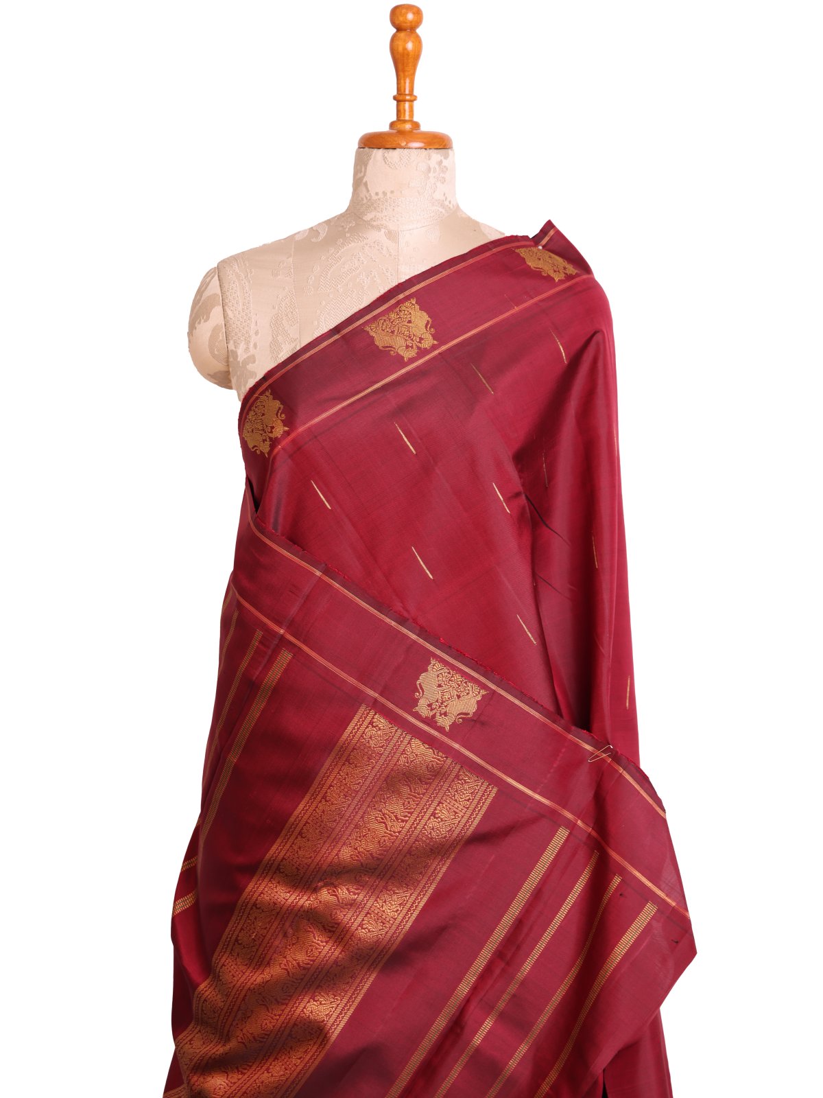 Maroon Kanjeevaram Silk Saree with Self Zari Border