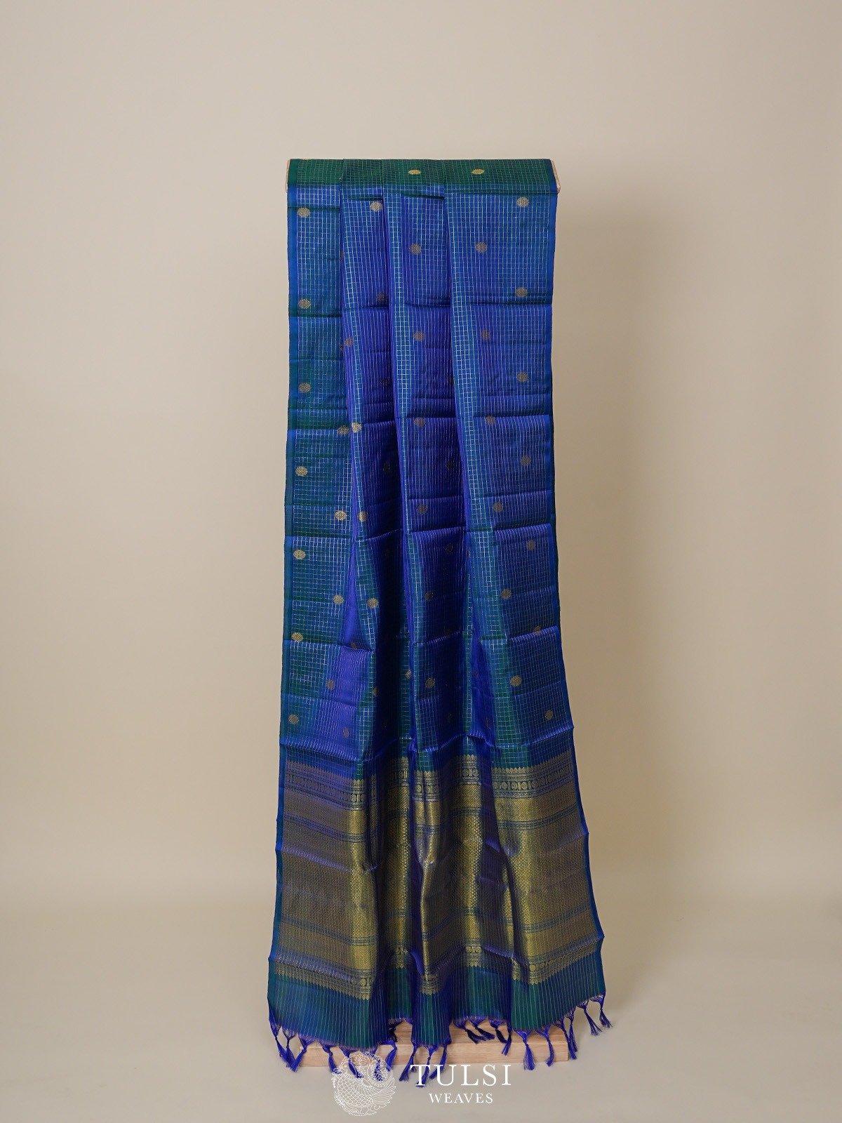 Bluish Green Kanjeevaram Silk Dupatta