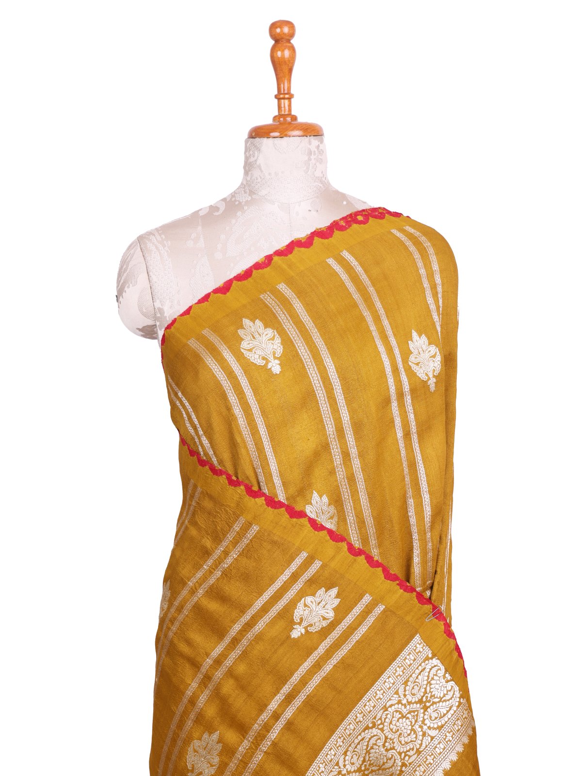 Mustard Yellow  Banaras Tussar Georgette Silk Saree