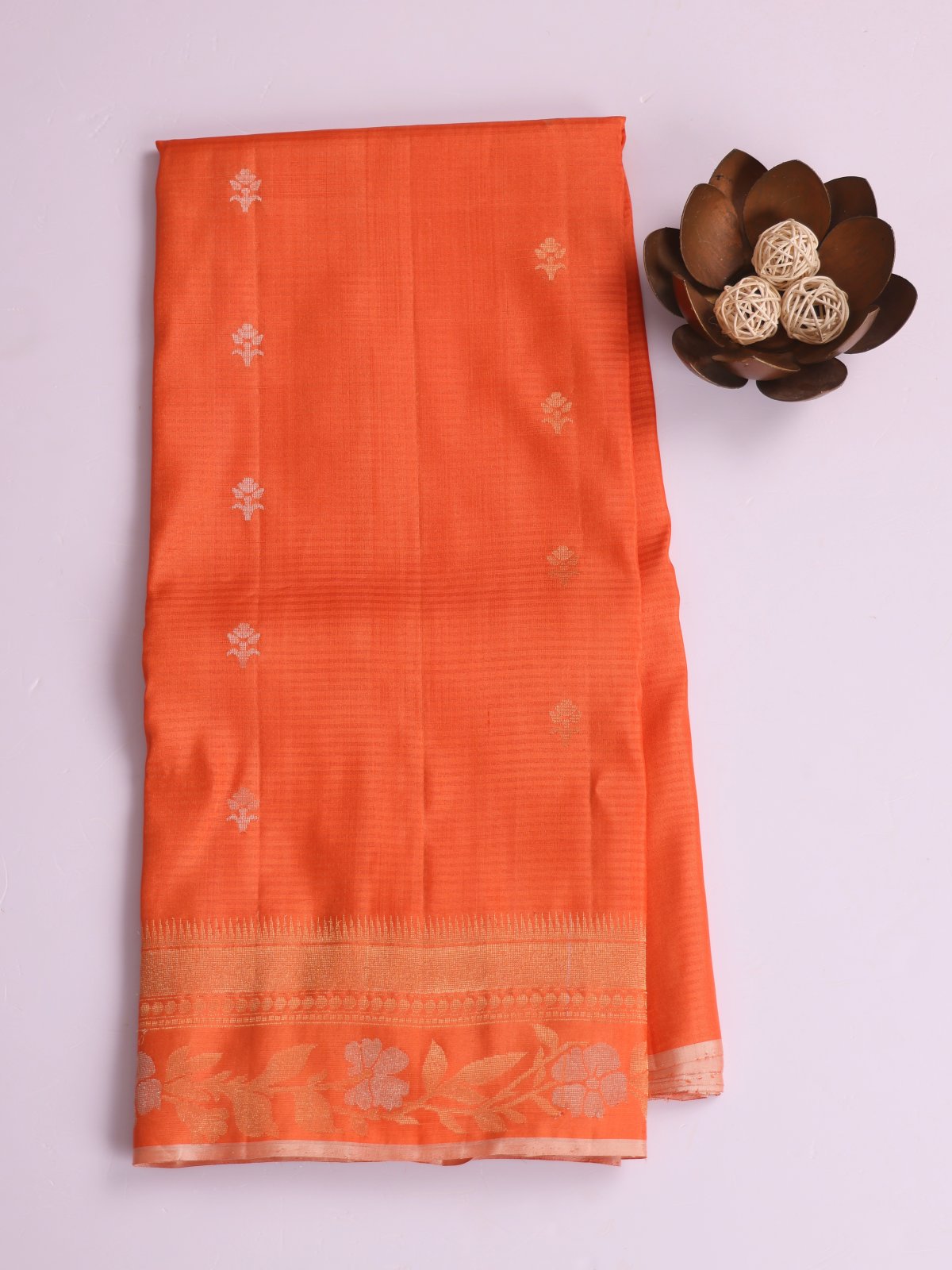 Orange Soft Silk Tussar Saree