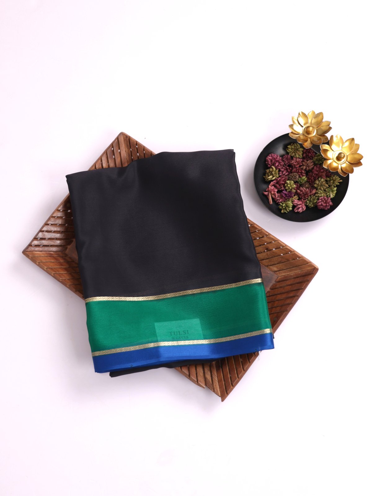 Black Mysore Crepe Silk Saree 