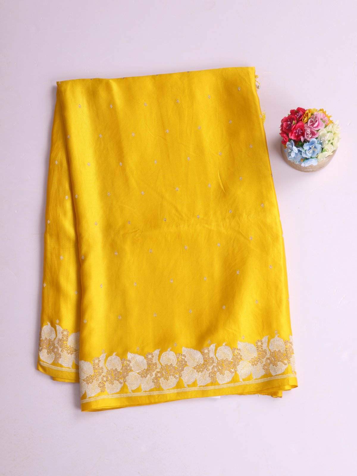 Yellow Mashru Silk Saree