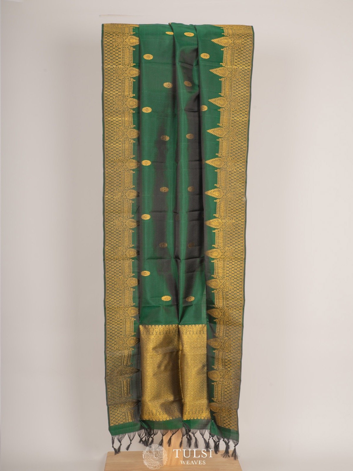 Bottle Green Kanchipuram Silk Dupatta