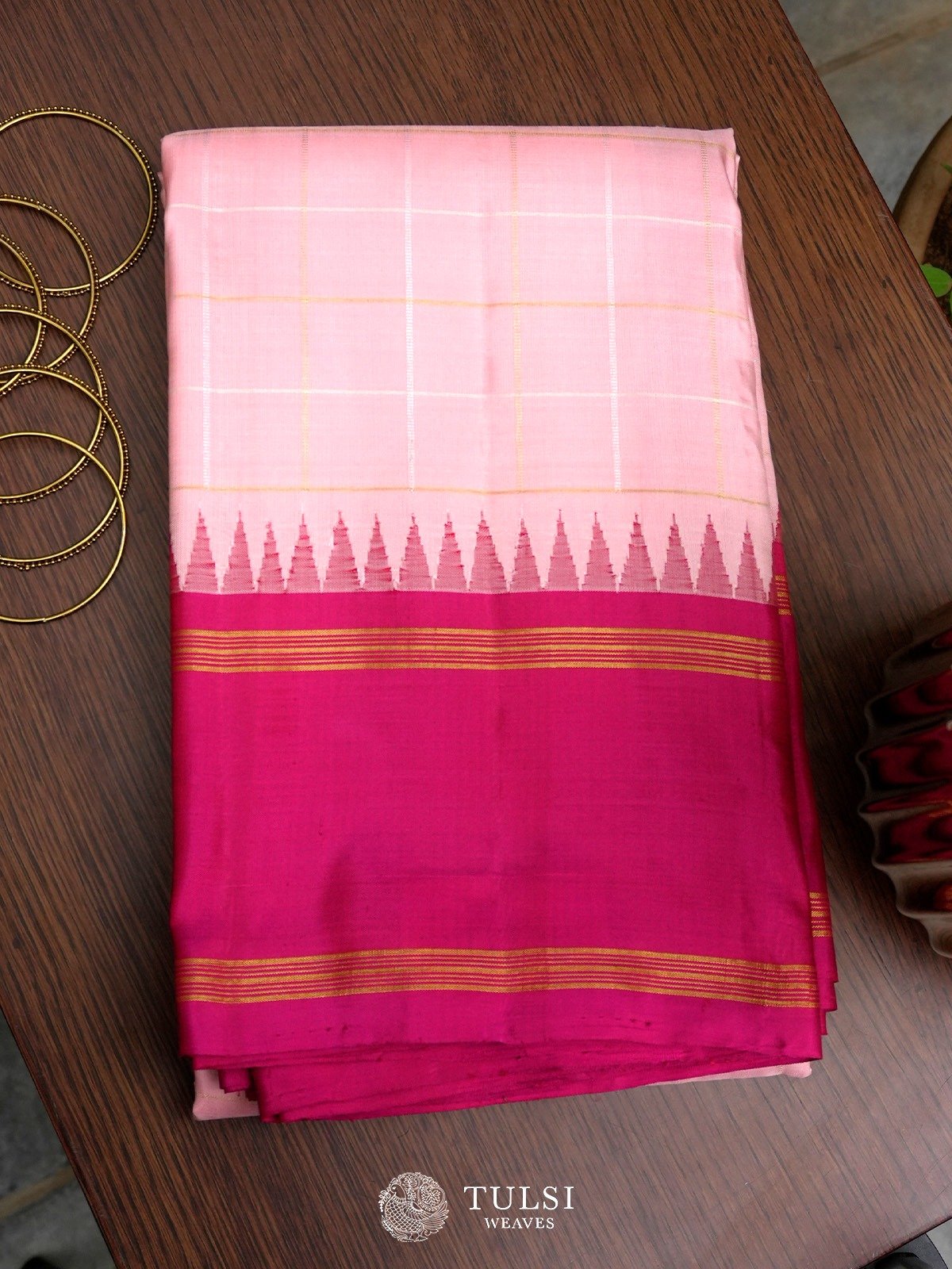 Peach Kanjeevaram Silk Saree