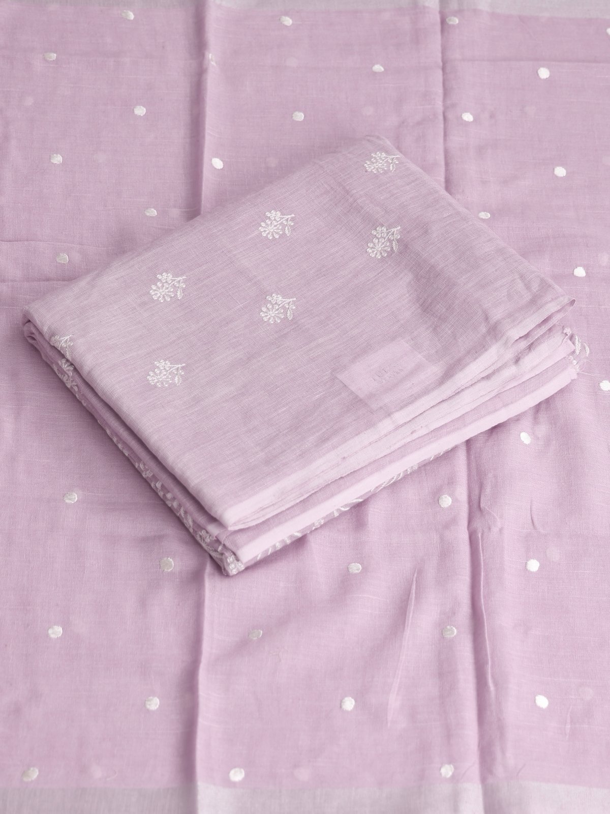 Light Lavender Embroidered Linen Salwar Material
