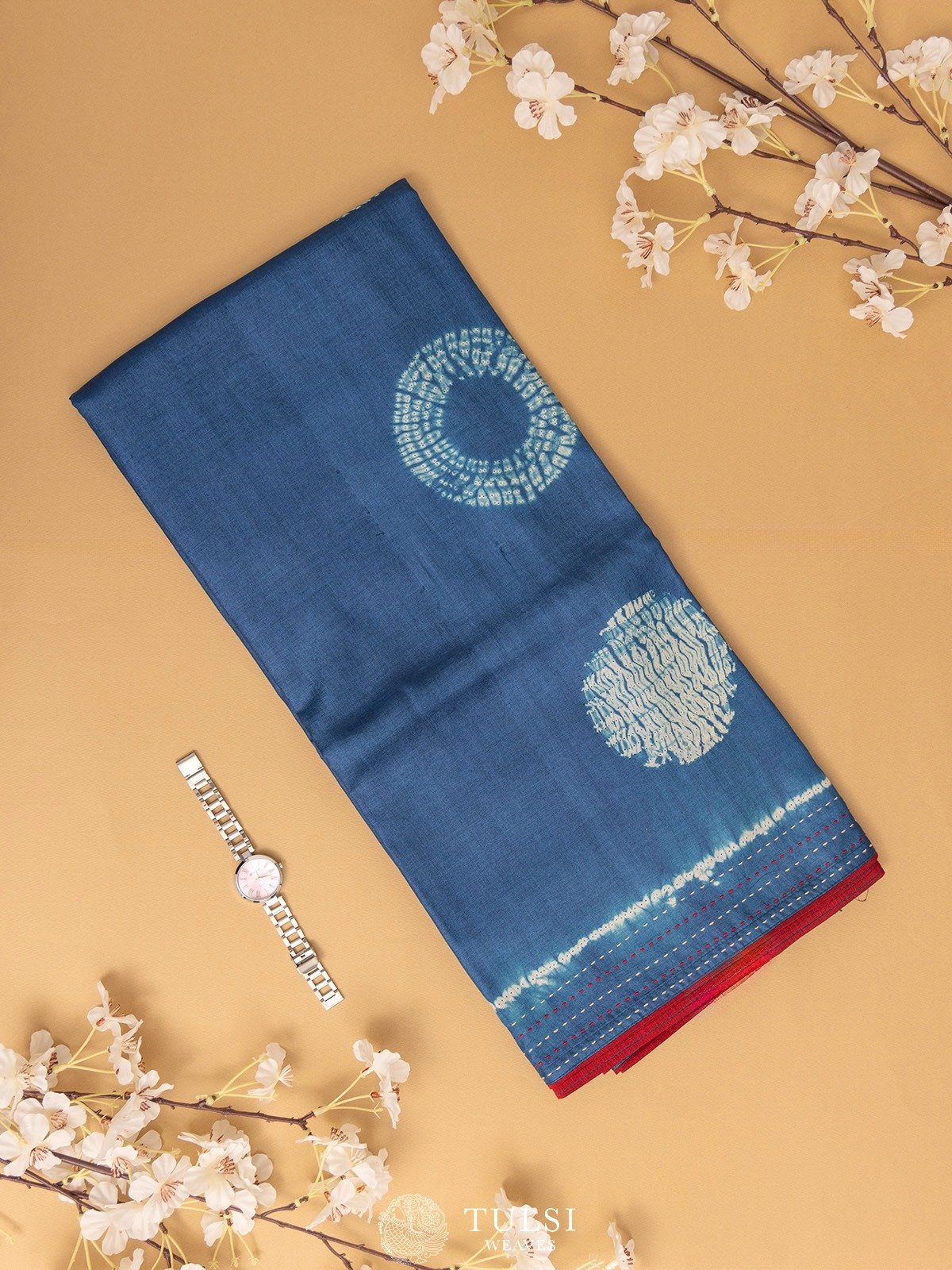 Blue Shibori Silk Saree