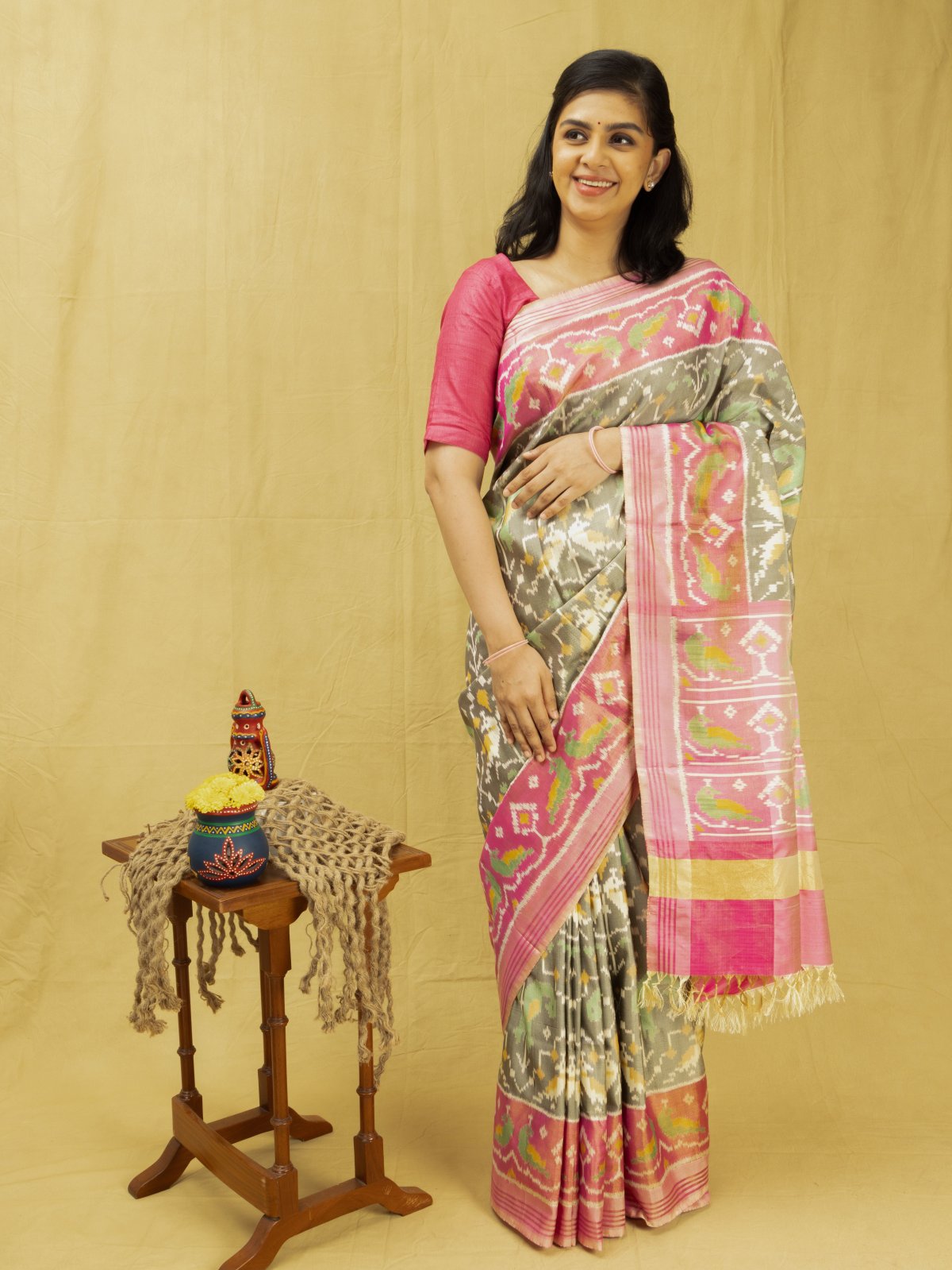 Grey Kanchipuram Silk Saree