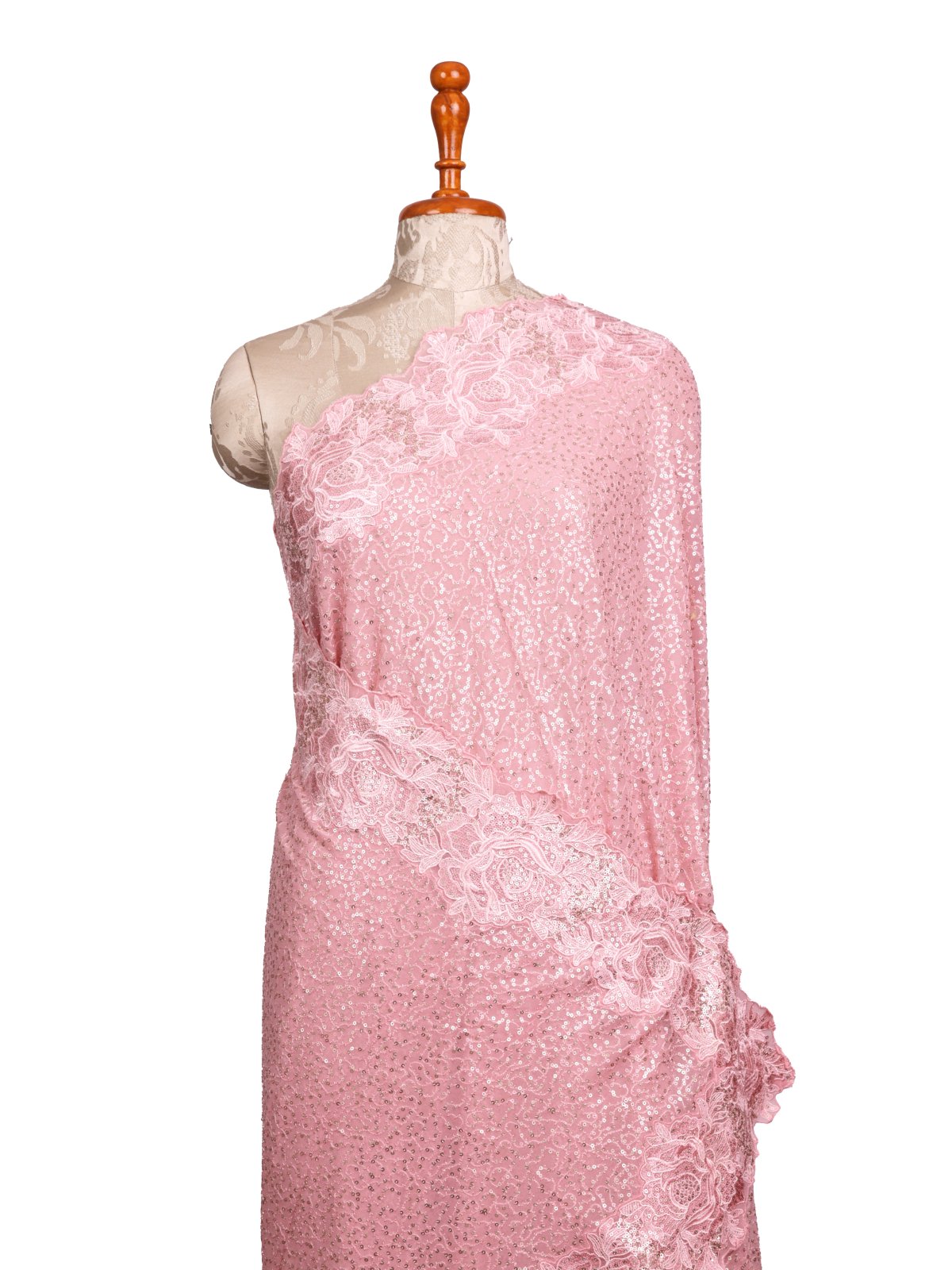 Pastel Pink Embroidered Georgette Silk Saree With Sequins Work