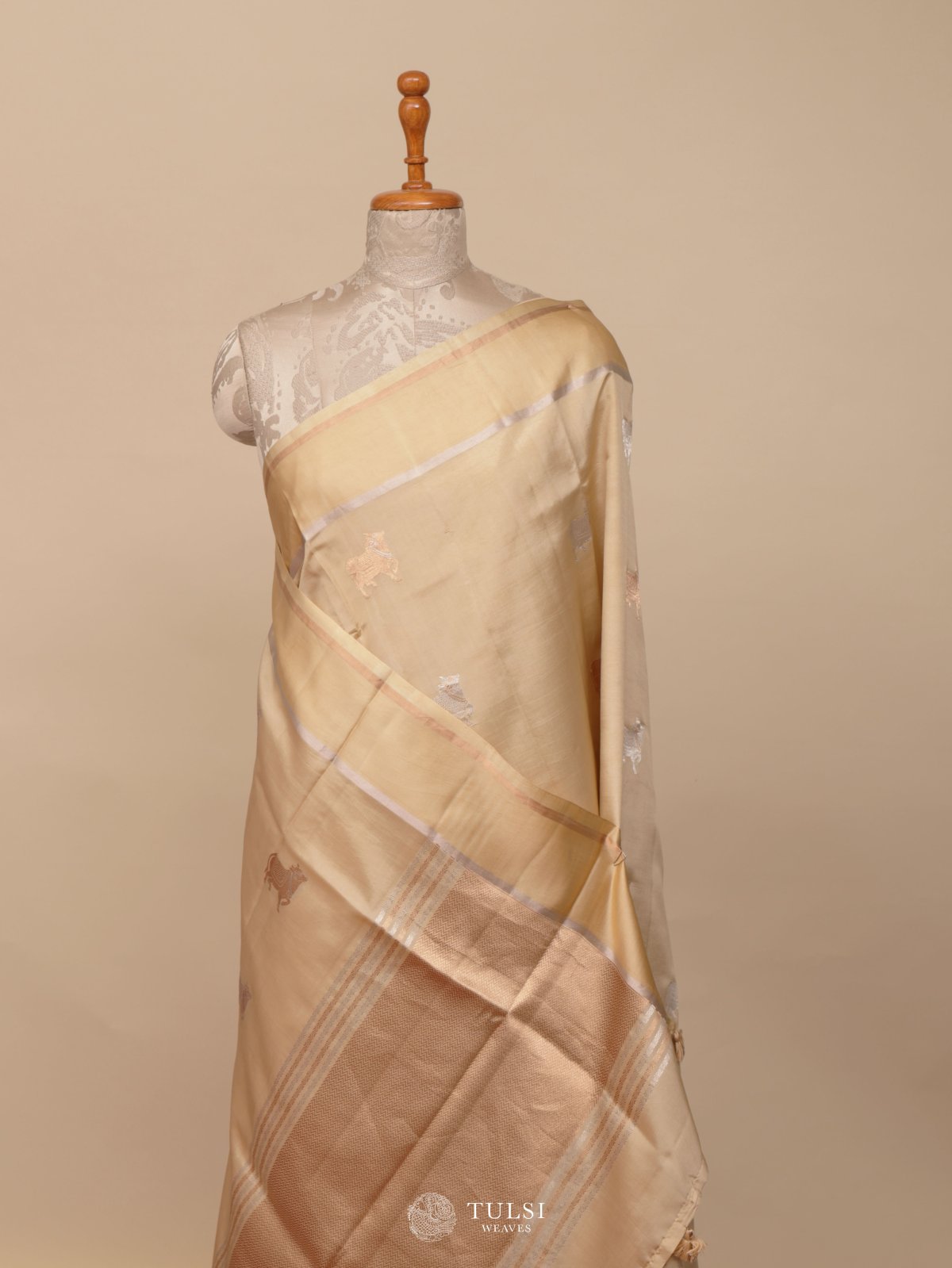 Off White Mashru Silk Saree
