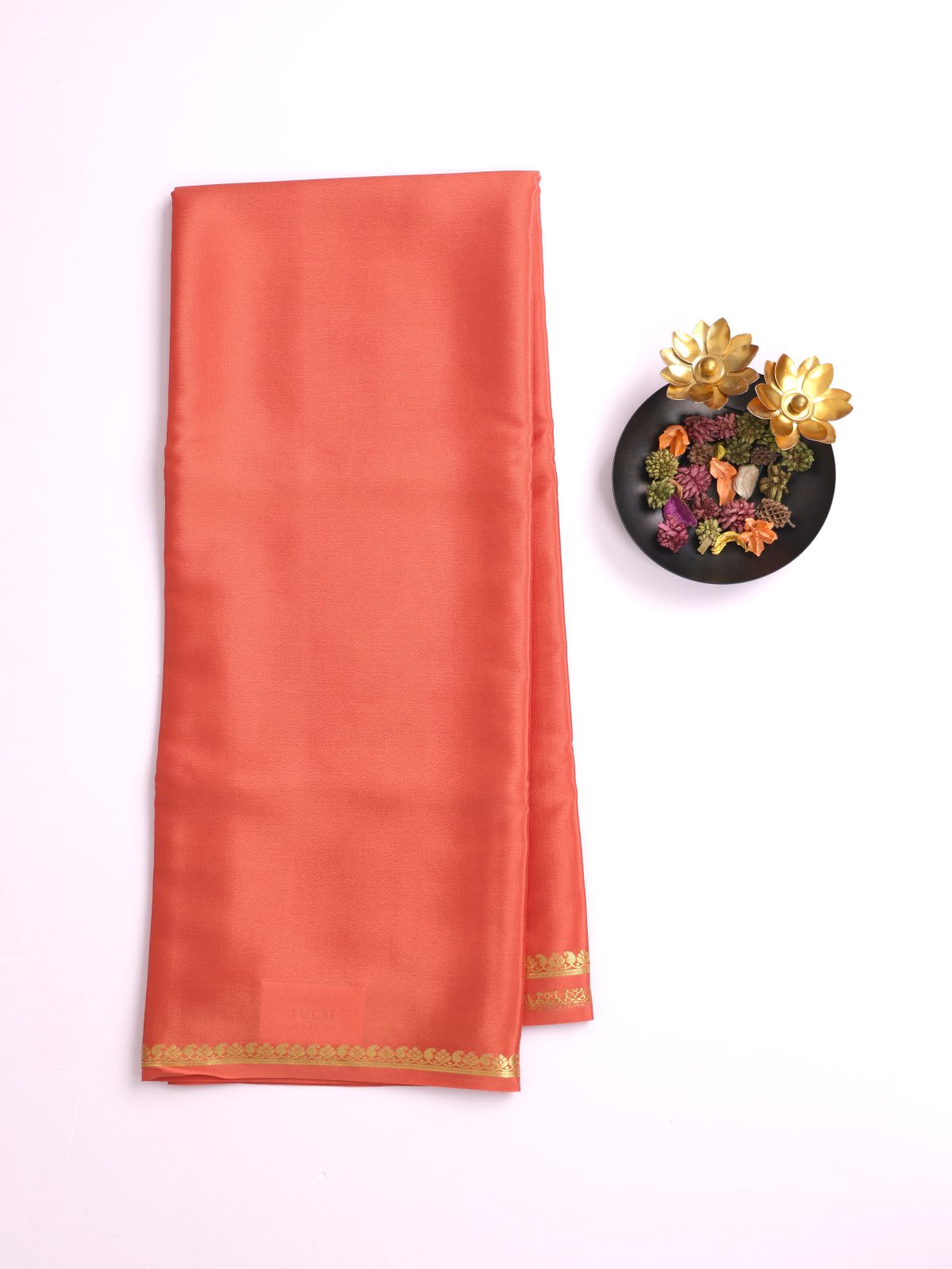 Rust Orange Mysore Silk Saree