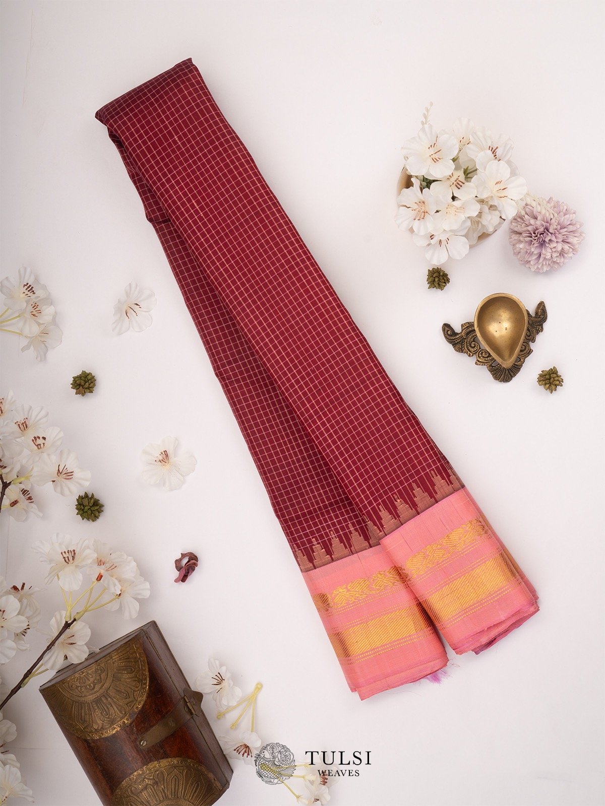 Maroon Gadwal Silk Saree 