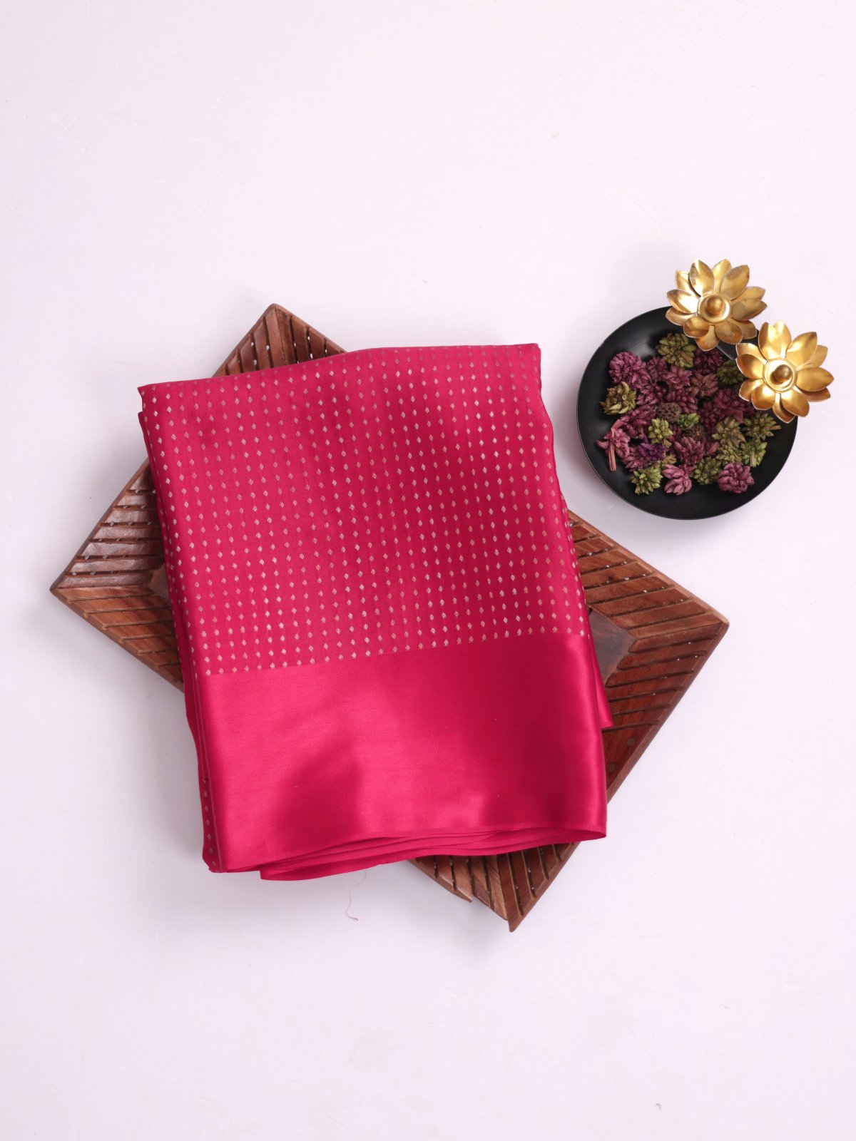 Pink Mysore Crepe Silk Saree With Satin Border 