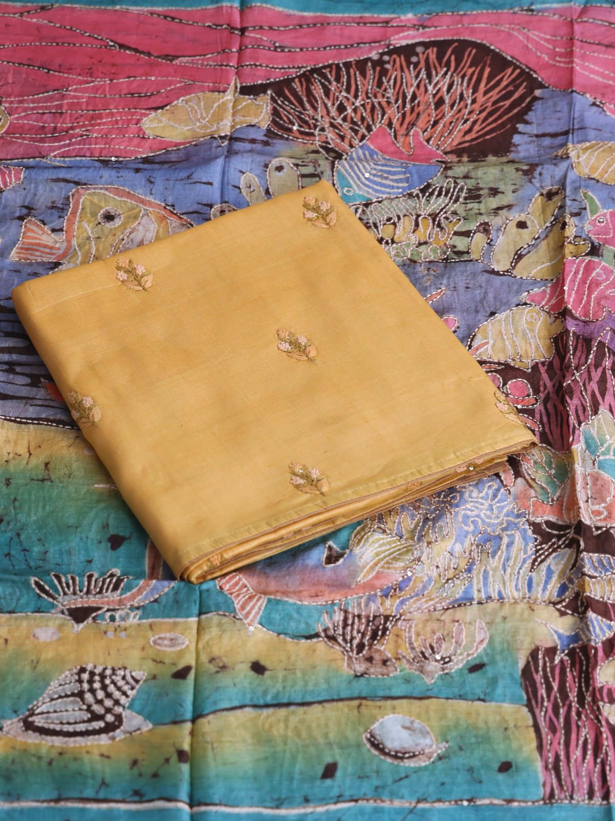 Mustard Yellow Tussar Salwar Material