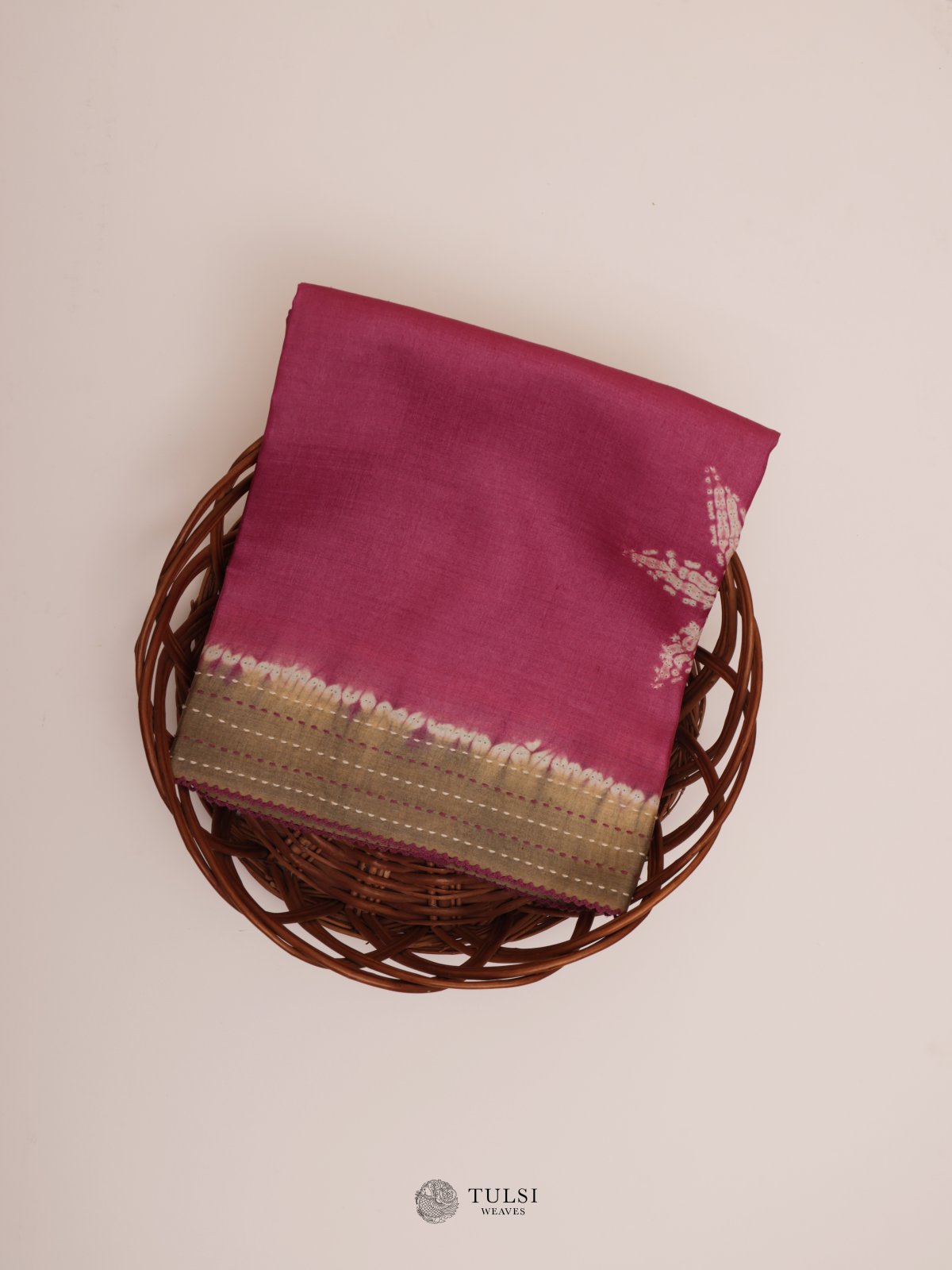 Purplish Pink Shibori Tussar Silk Saree