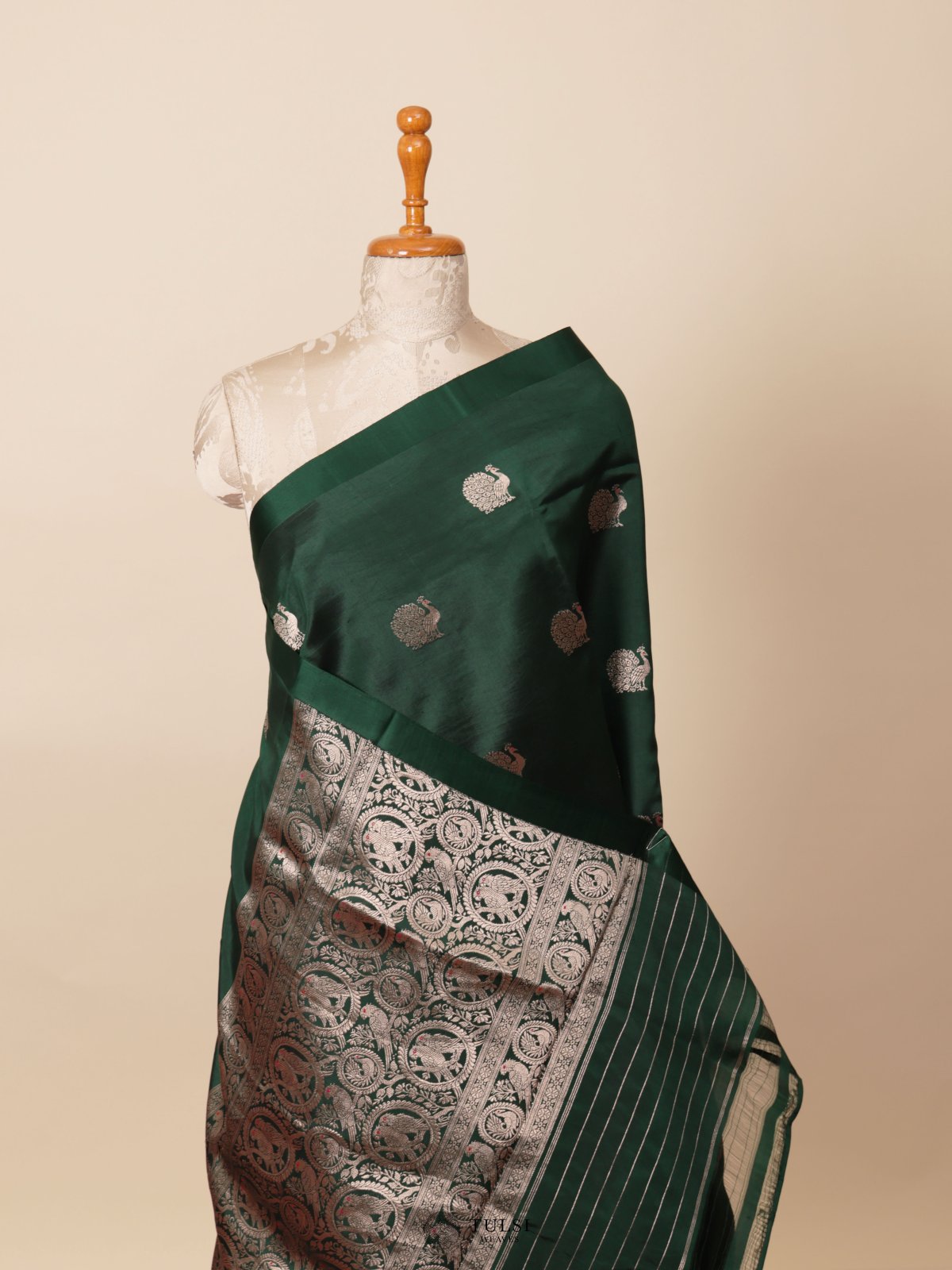 Dark Green Mashru Silk Saree