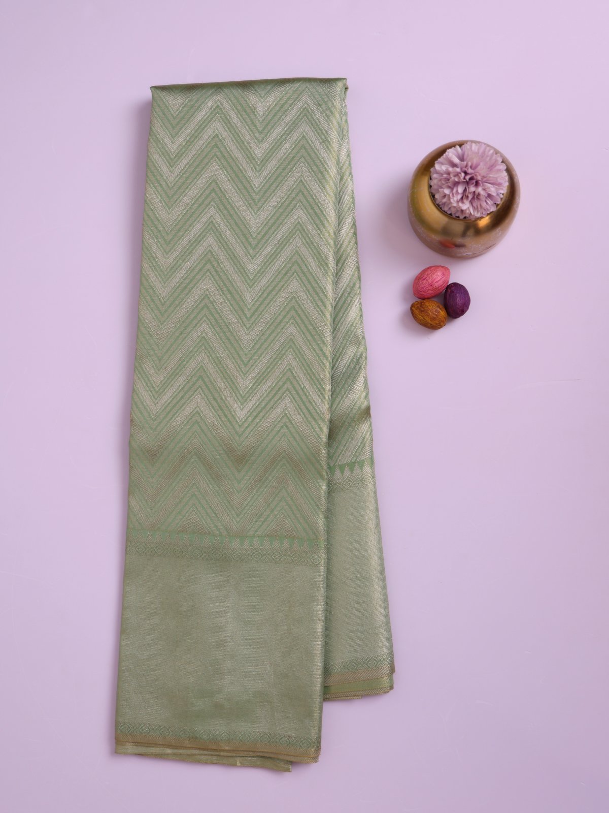 Pista Green Brocade Kanjeevaram Silk Saree