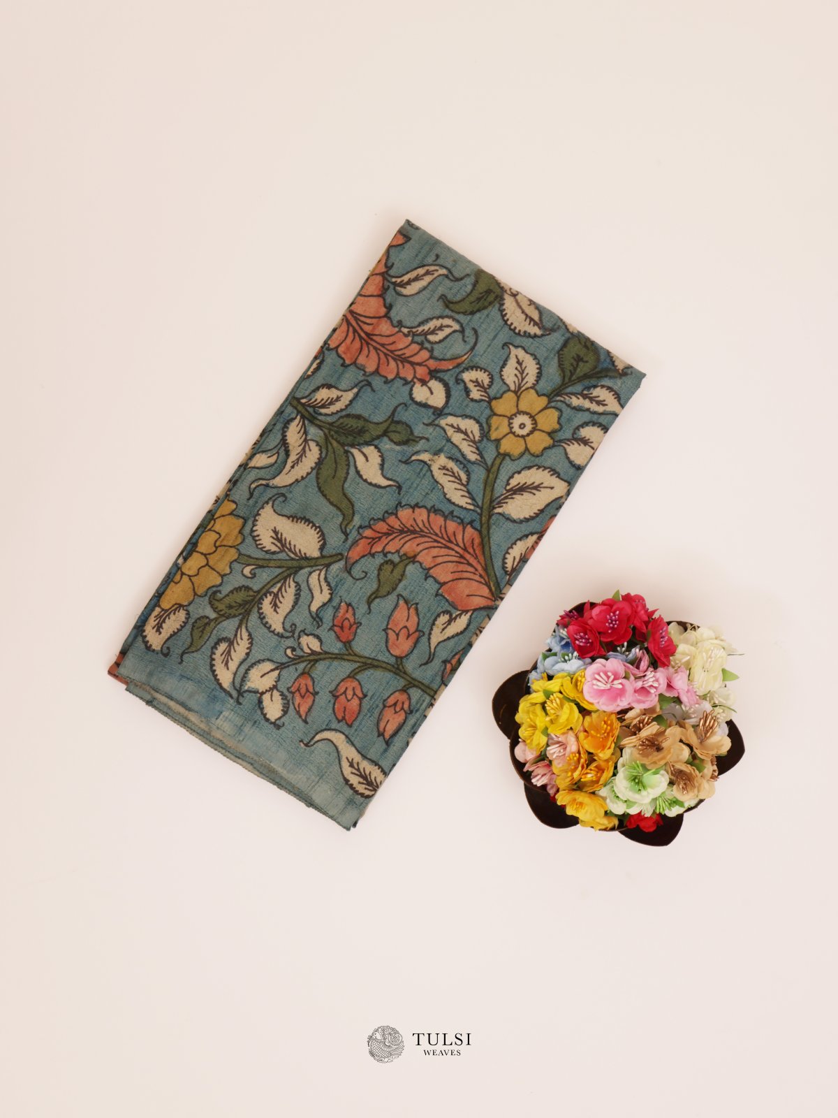 Blue Kalamkari Silk Blouse 