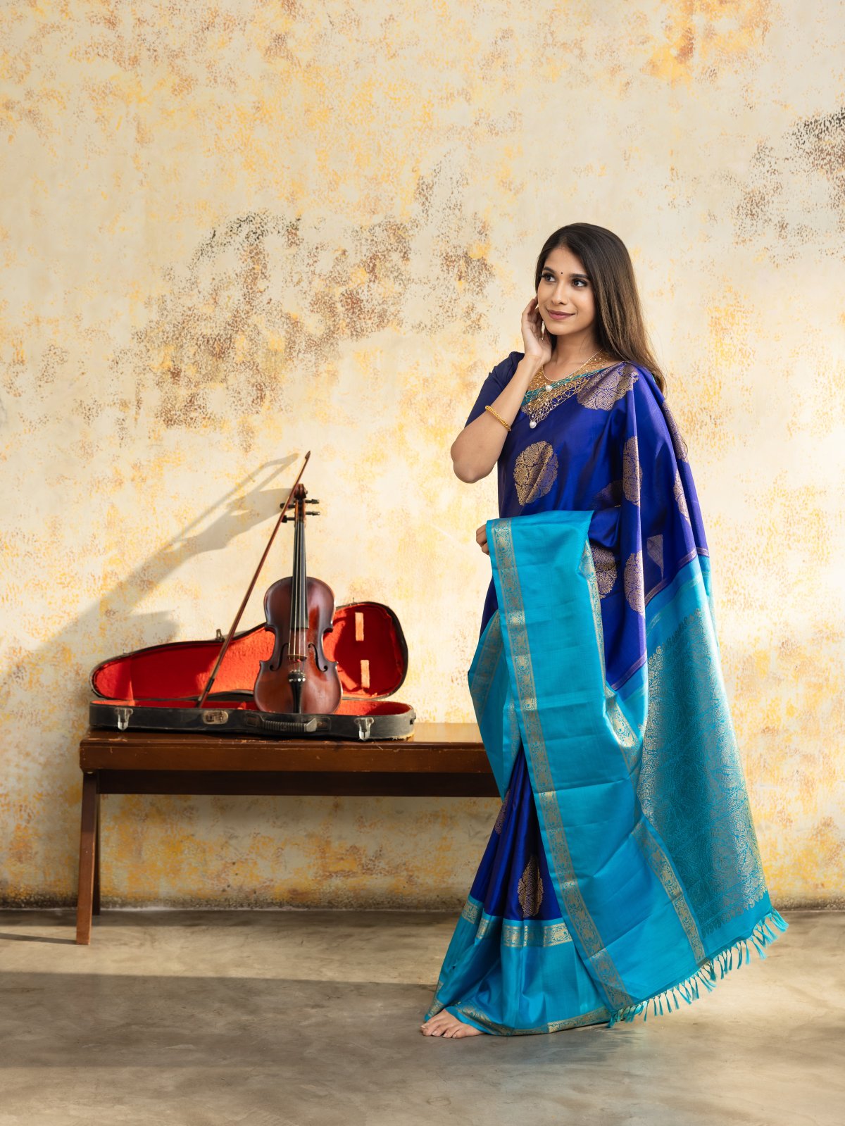 Dark Blue Kanjeevaram Silk Saree 