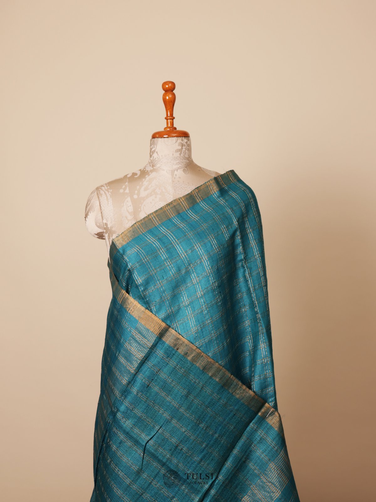 Blue Tussar Silk Saree 