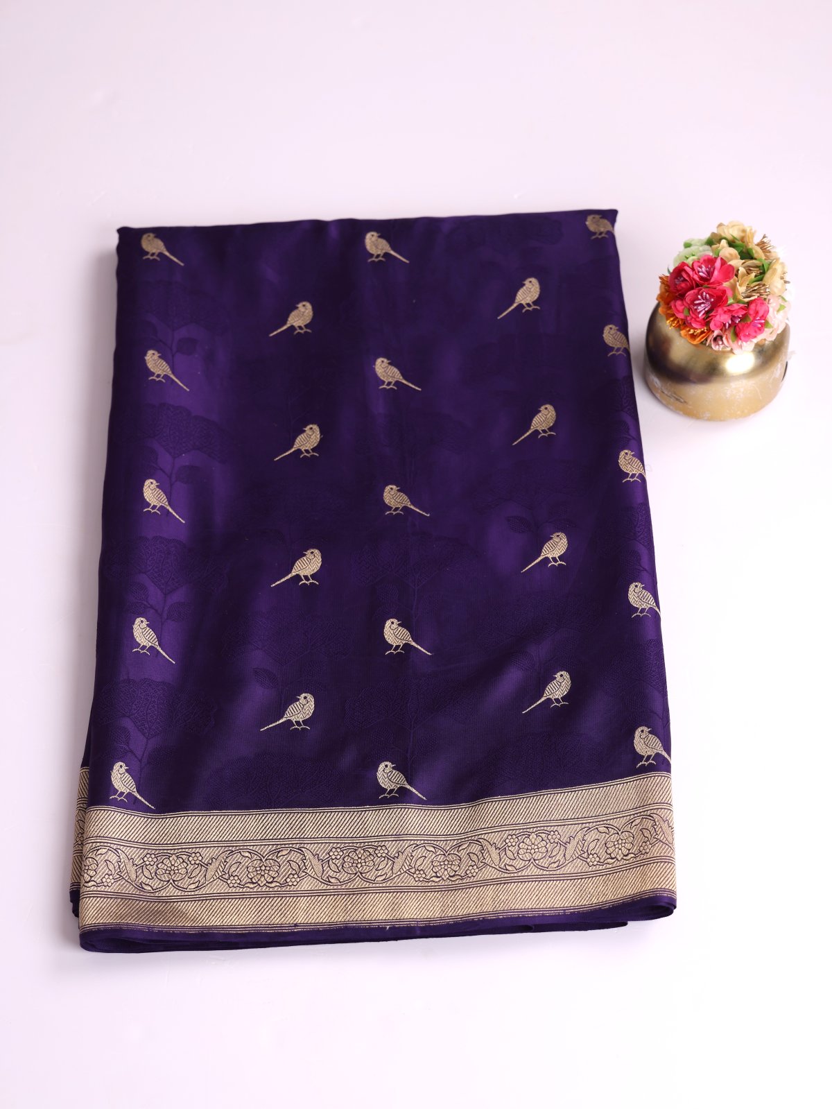 Dark Violet Brocade Mashru Silk Saree