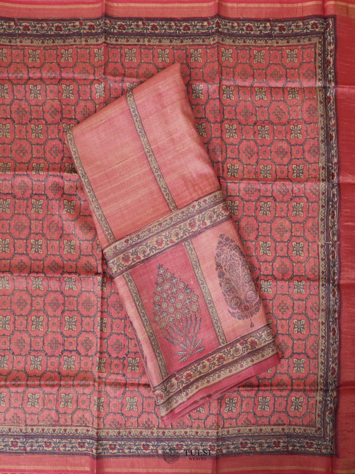 Pink Tussar Salwar Material