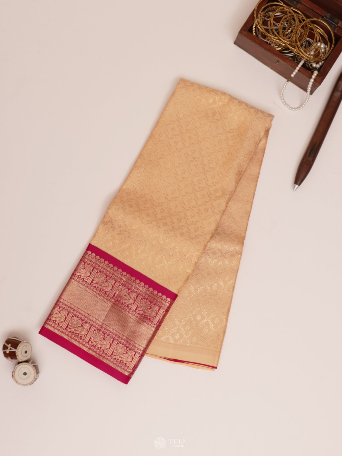 Light Peach Kanjeevaram Silk Pavadai