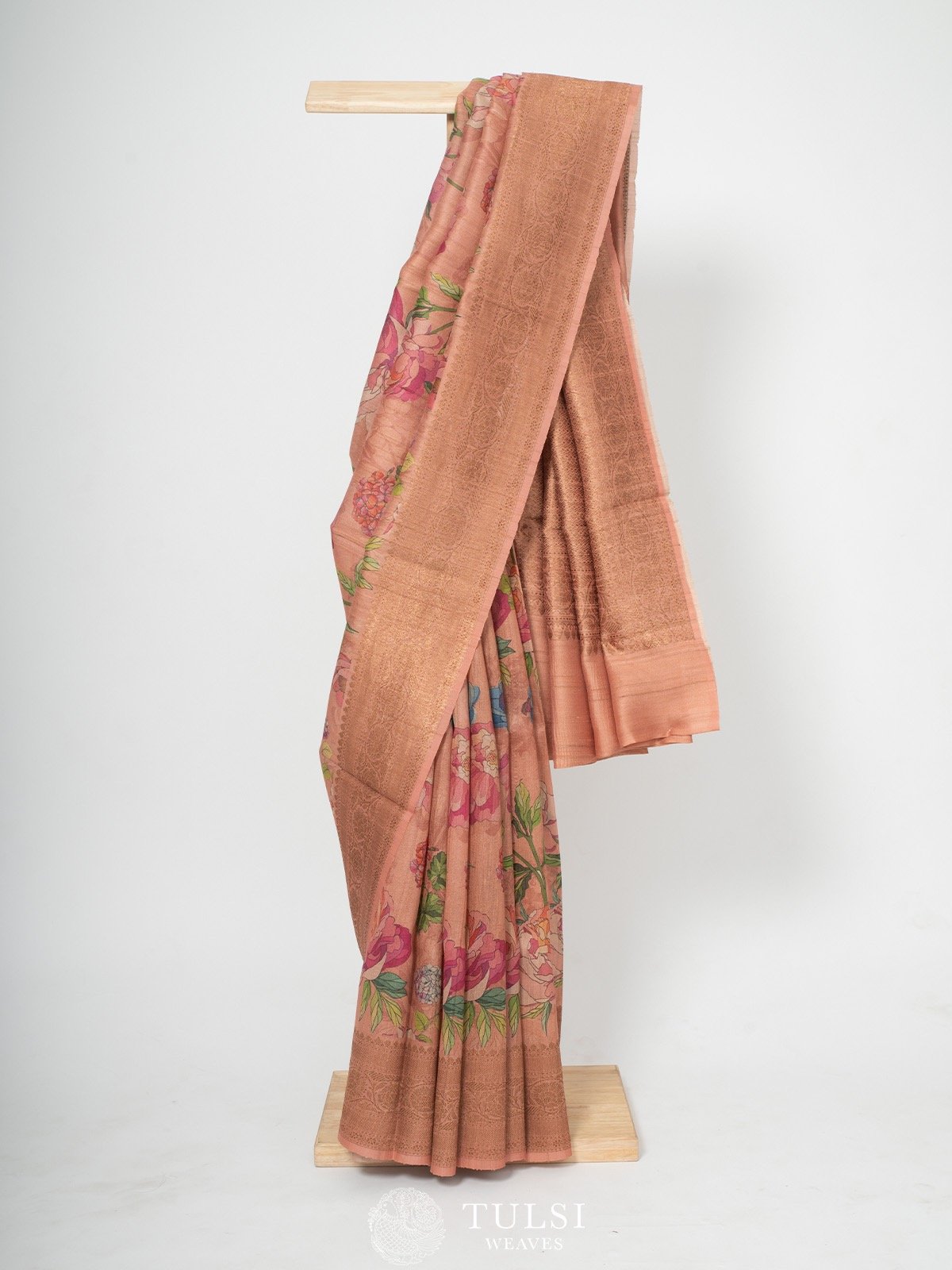 Dusty Pink Banarasi Tussar Silk Saree