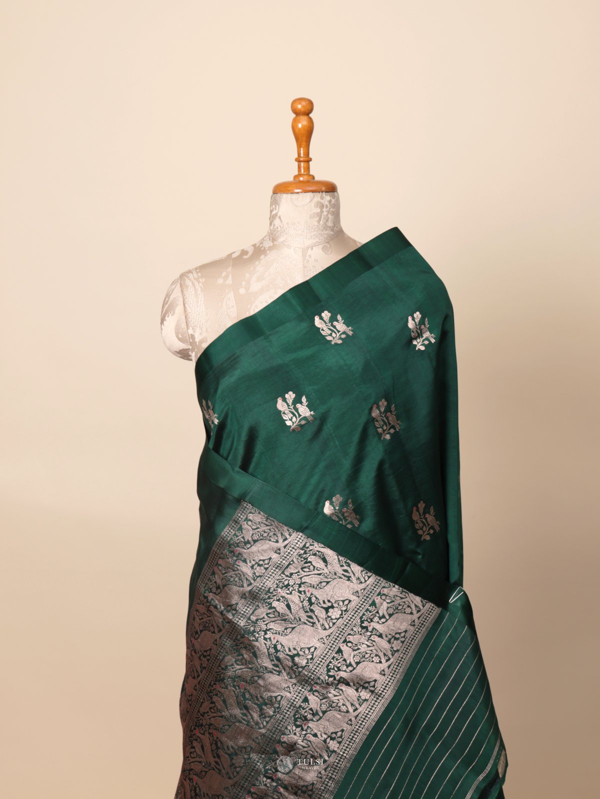 Dark Green Mashru Silk Saree