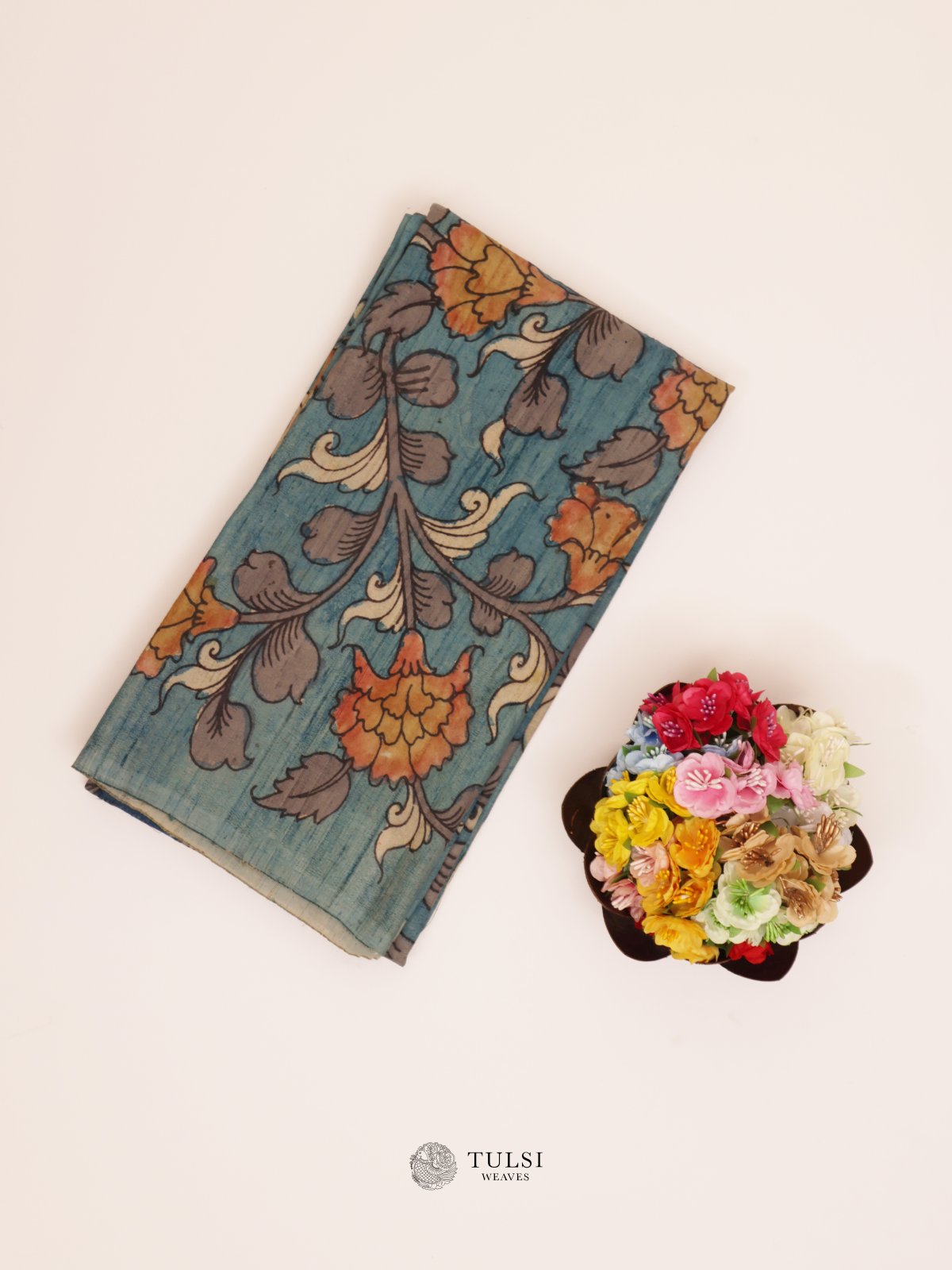 Blue Kalamkari Silk Blouse 