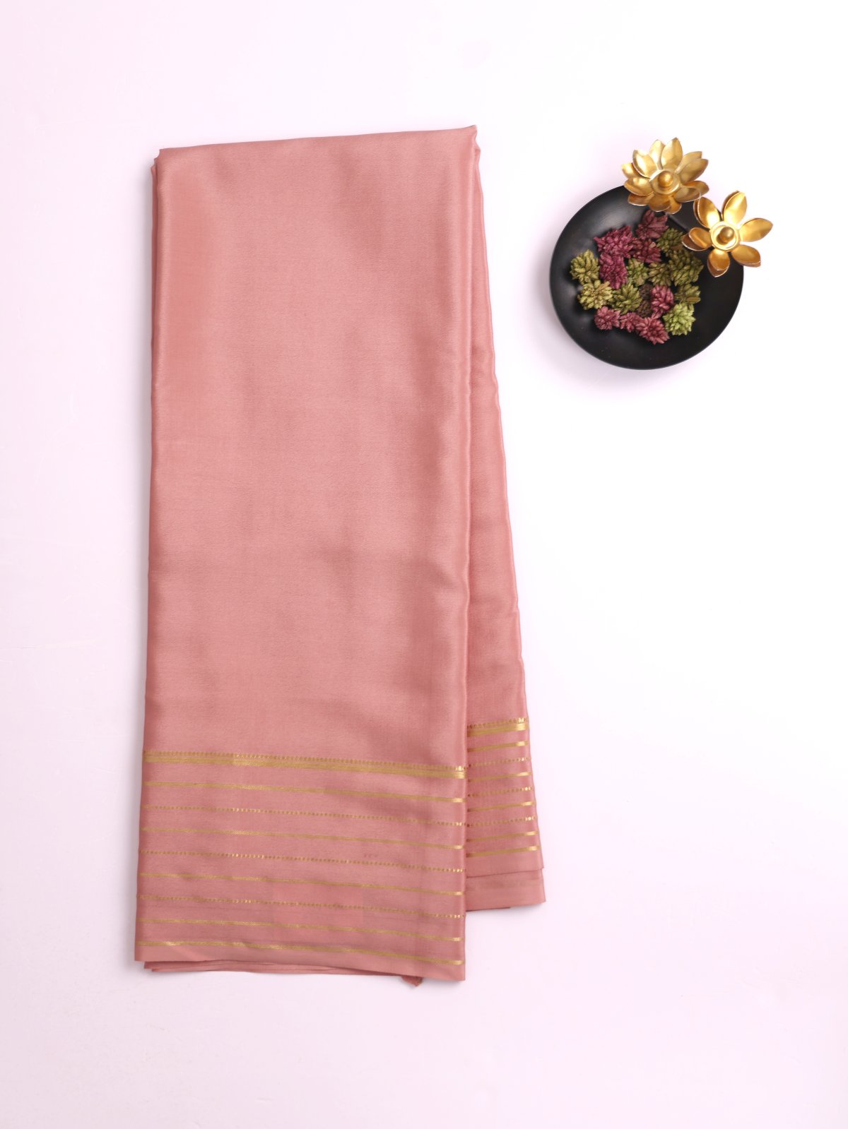 Dusty Peach Mysore Silk Saree